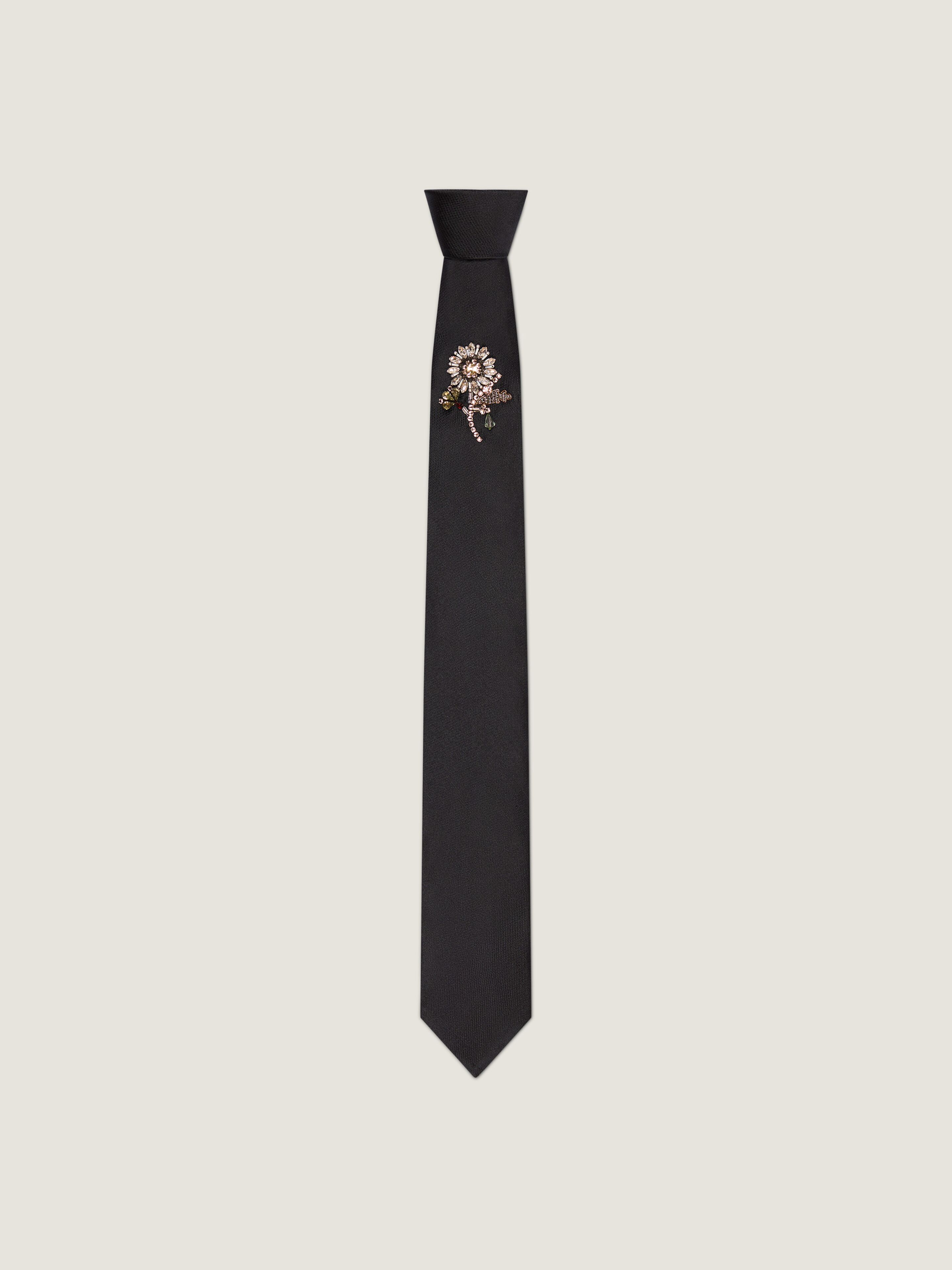 Givenchy Silk Tie with Pearl & Crystal Embroidery
