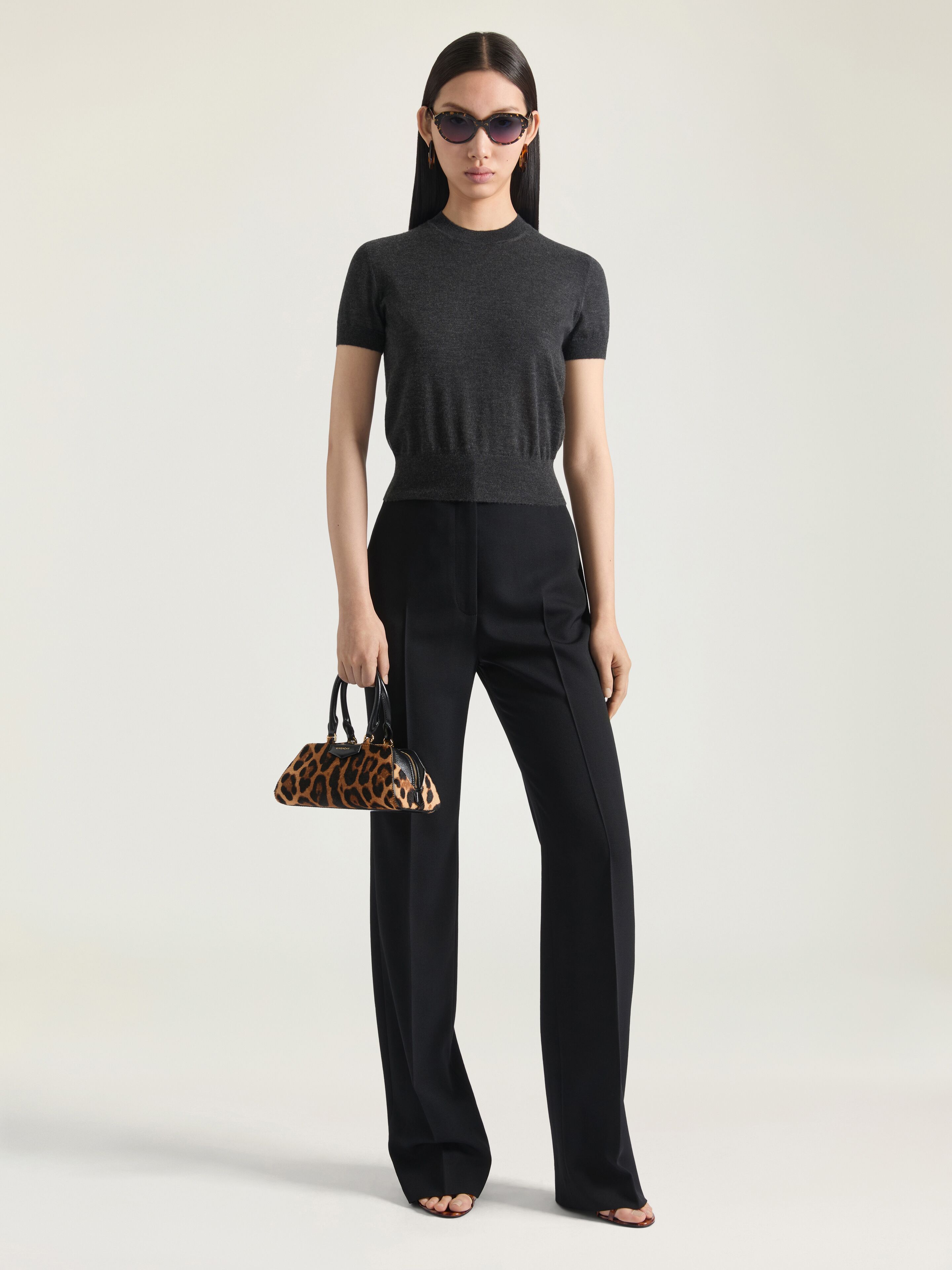 Givenchy - Women's Cigarette Pants - Wool - Grain - Size 36