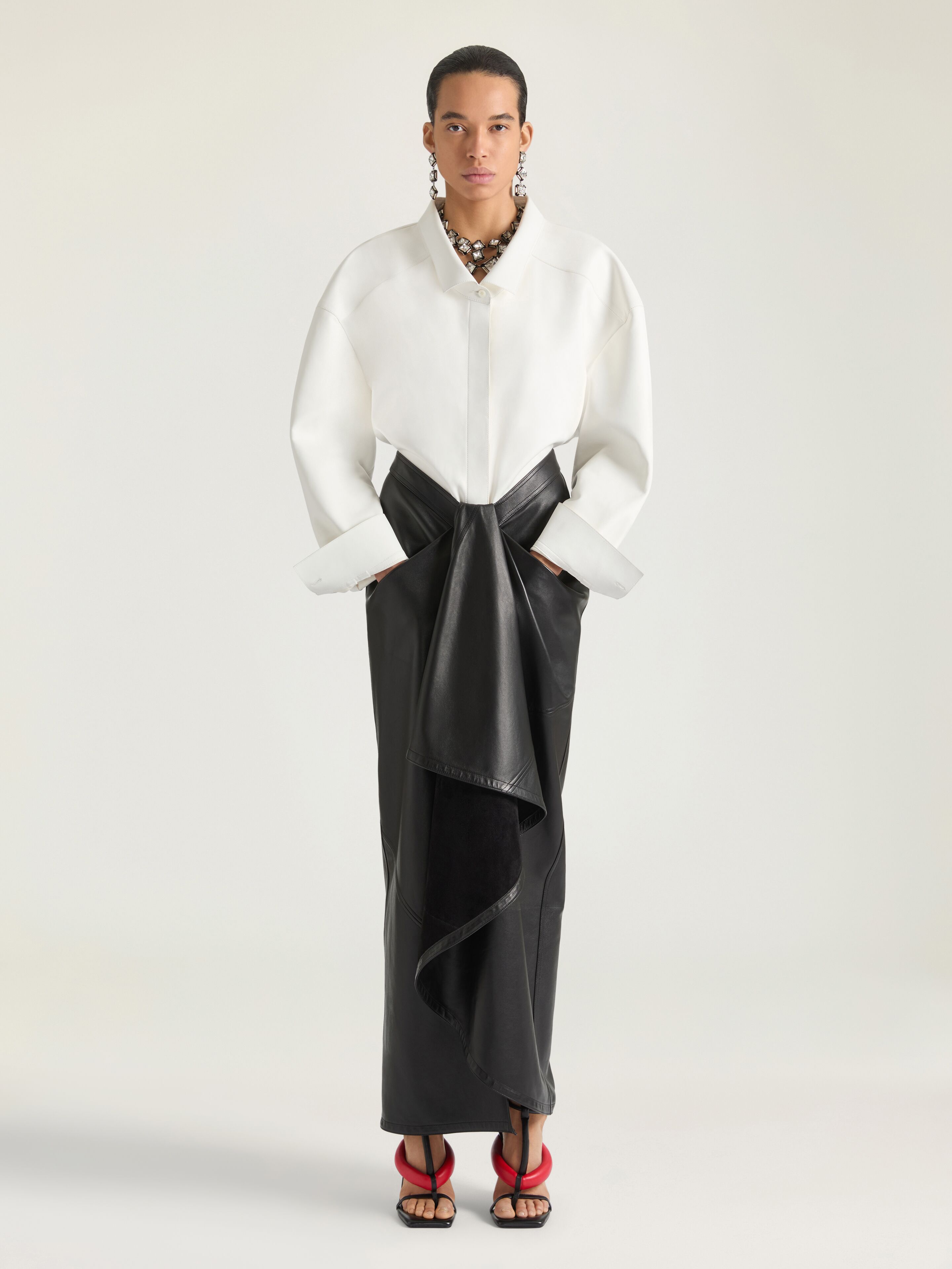 Givenchy - Women's - Lamb Leather Maxi Skirt - Size 34