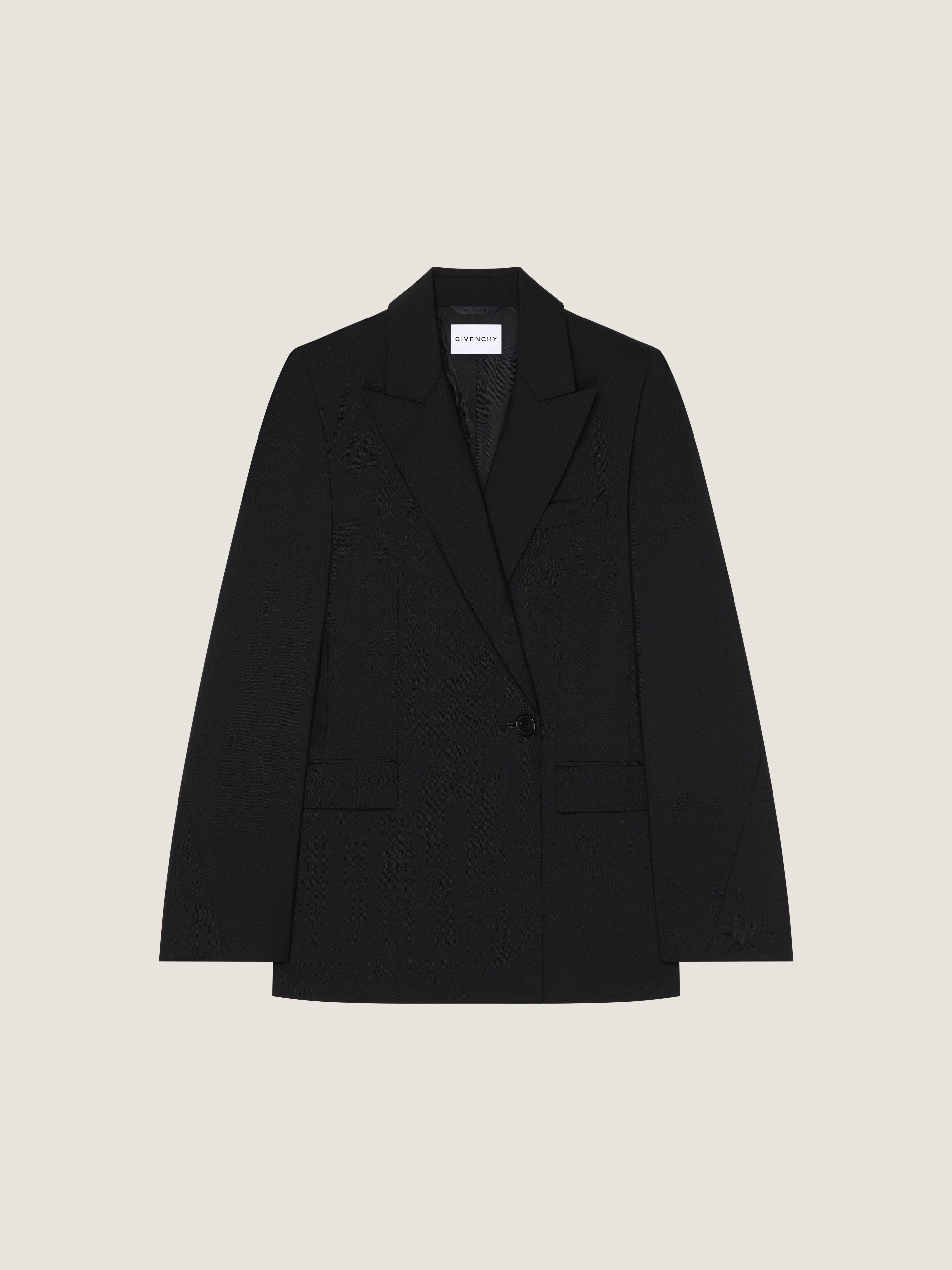 Givenchy Donna Nero Giacca Doppiopetto Cocoon In Lana E Mohair