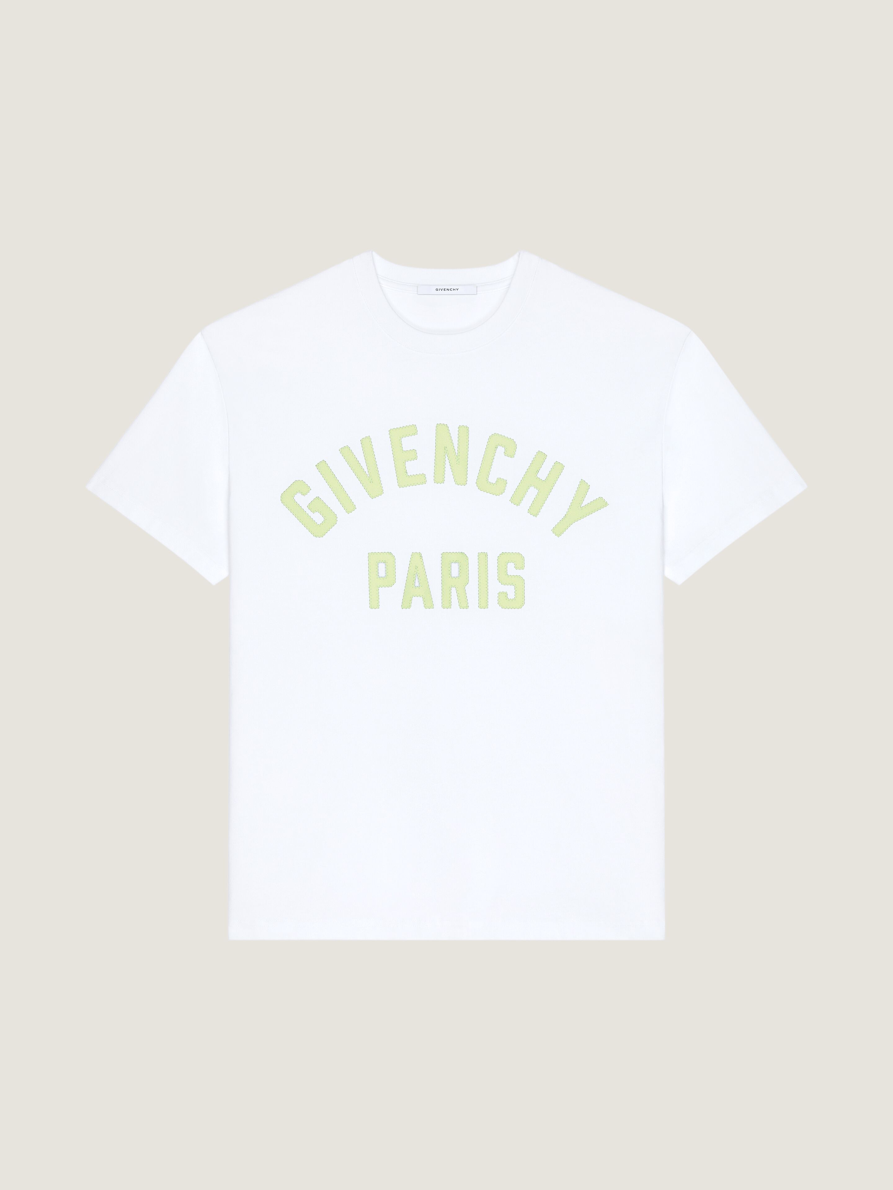 Givenchy Uomo Bianco T-Shirt In Cotone Con Ricamo Paris