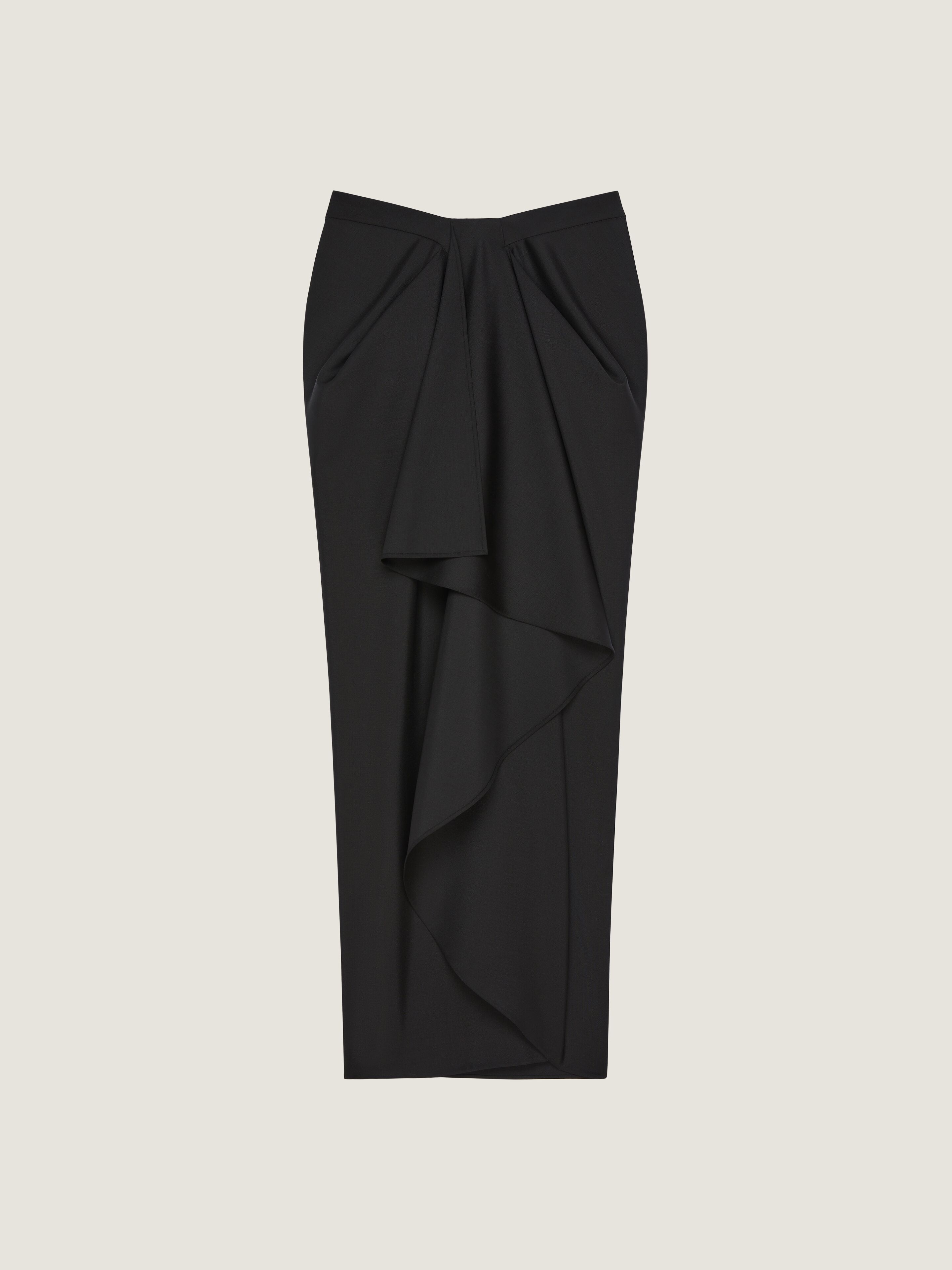 Givenchy Donna Nero Gonna Lunga Drappeggiata In Lana E Mohair