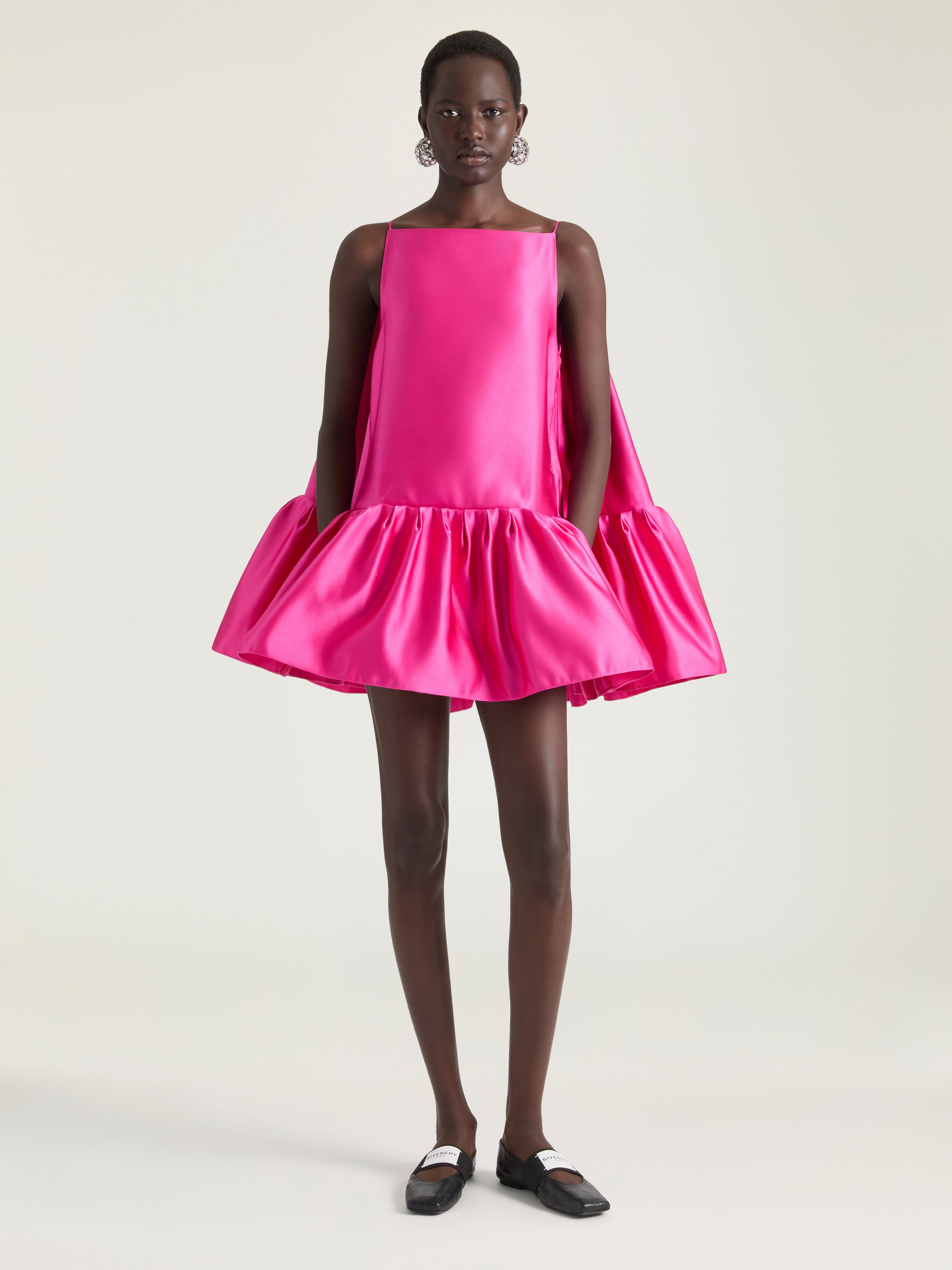 Givenchy - Women's Mini Dress - Silk - Fuchsia - Ruffled Skirt