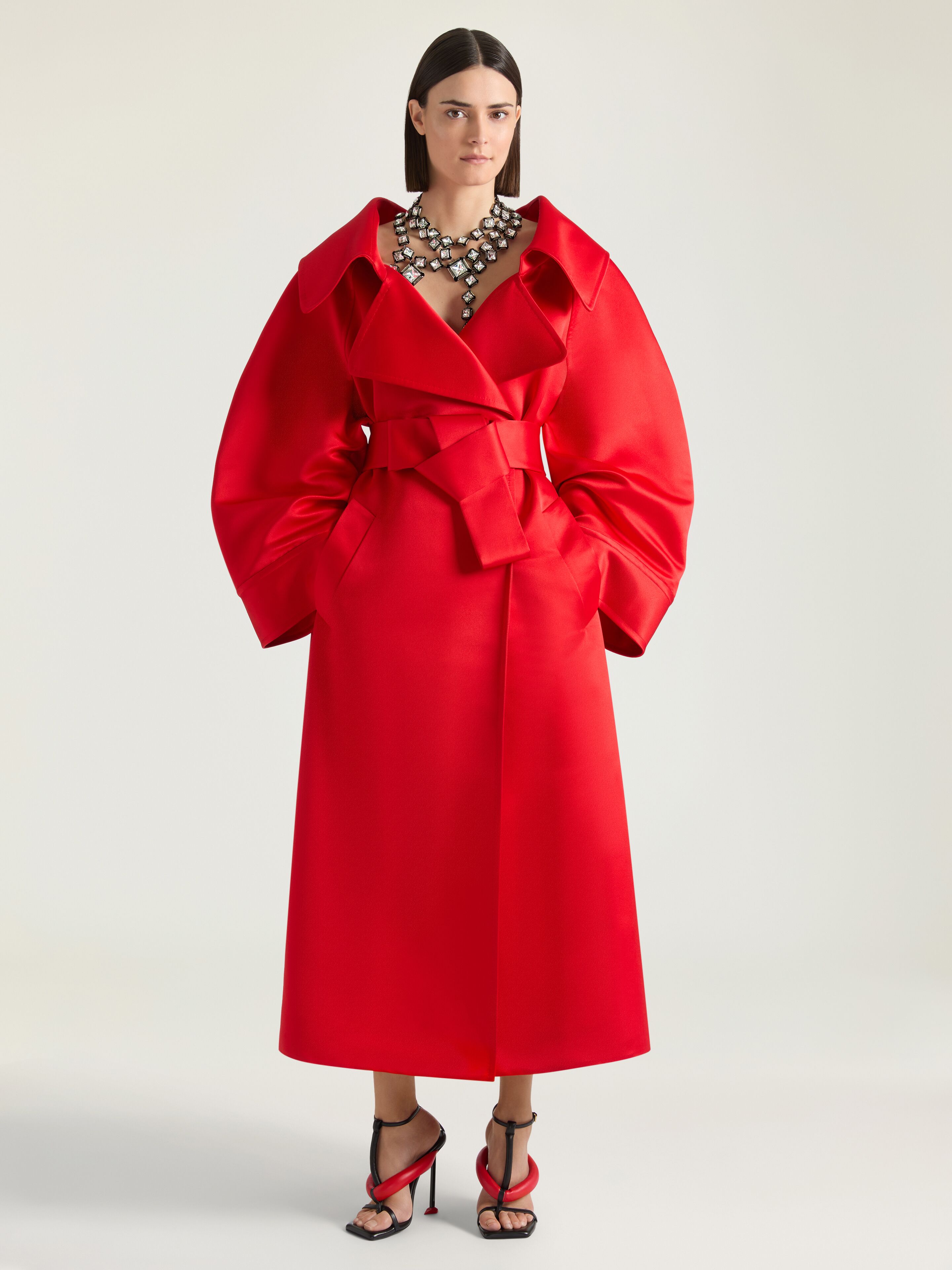 Givenchy - Women's Long Coat - Silk - Size 36 - Cocooning Volume