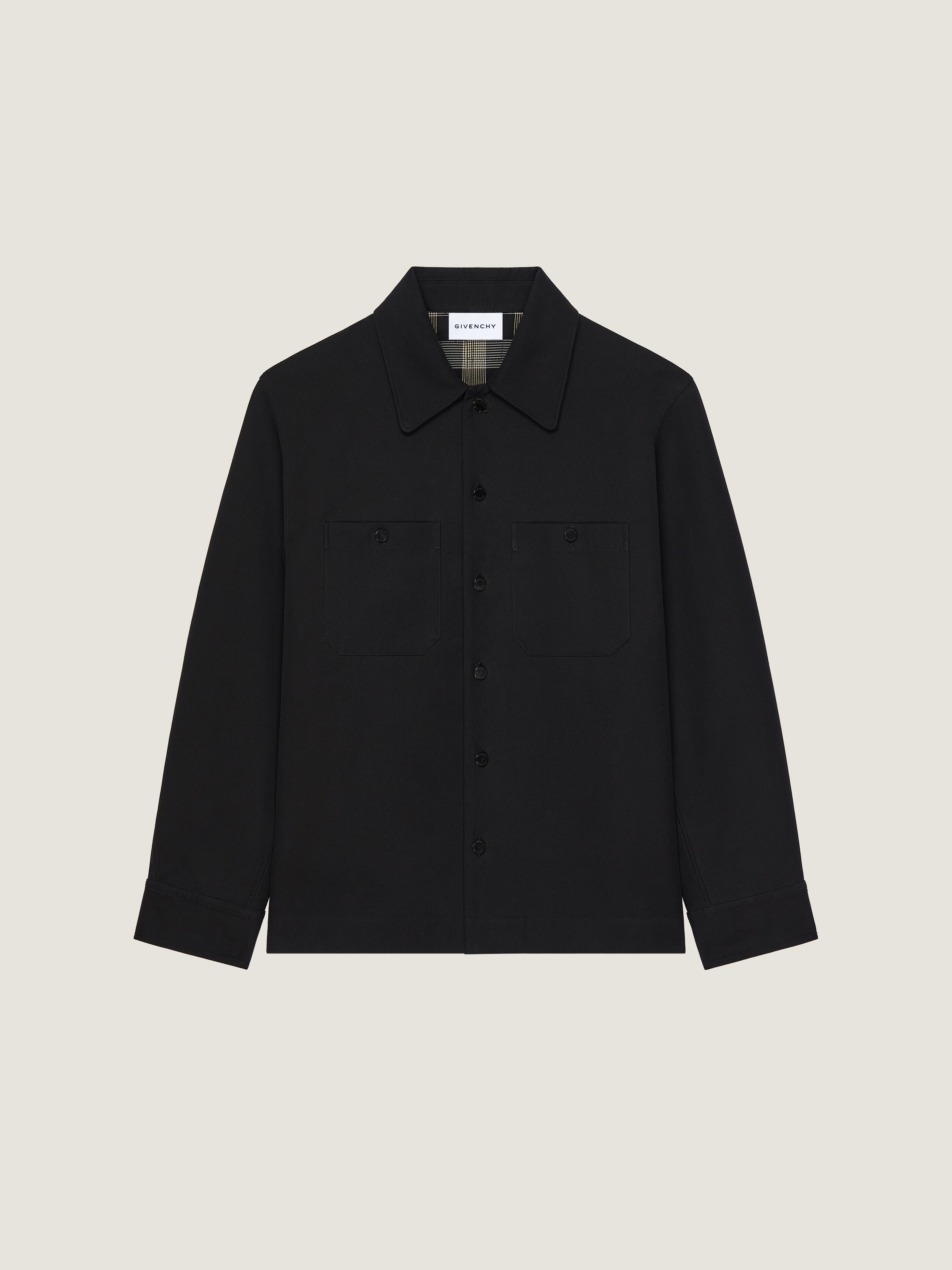 Givenchy Uomo Nero Overshirt Couture Seam In Cotone Con Rovescio A Quadri