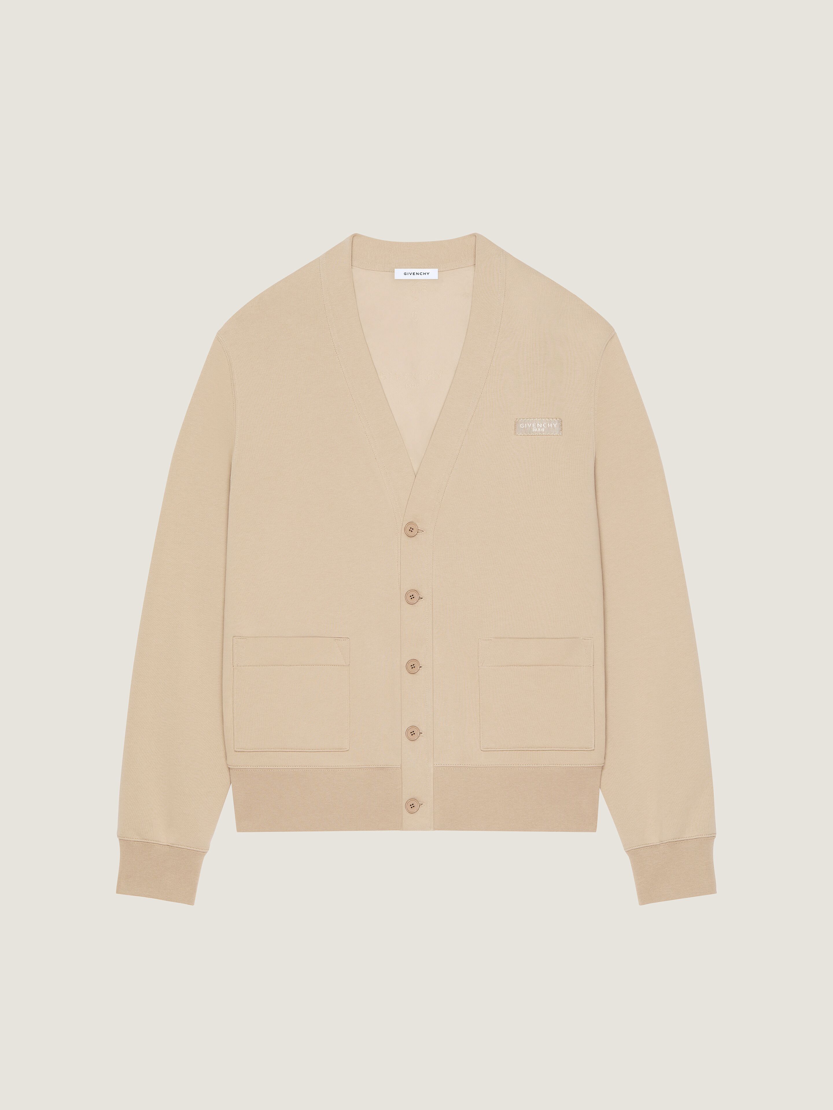 Givenchy Uomo Beige Cardigan In Cotone Con Gros-Grain Paris