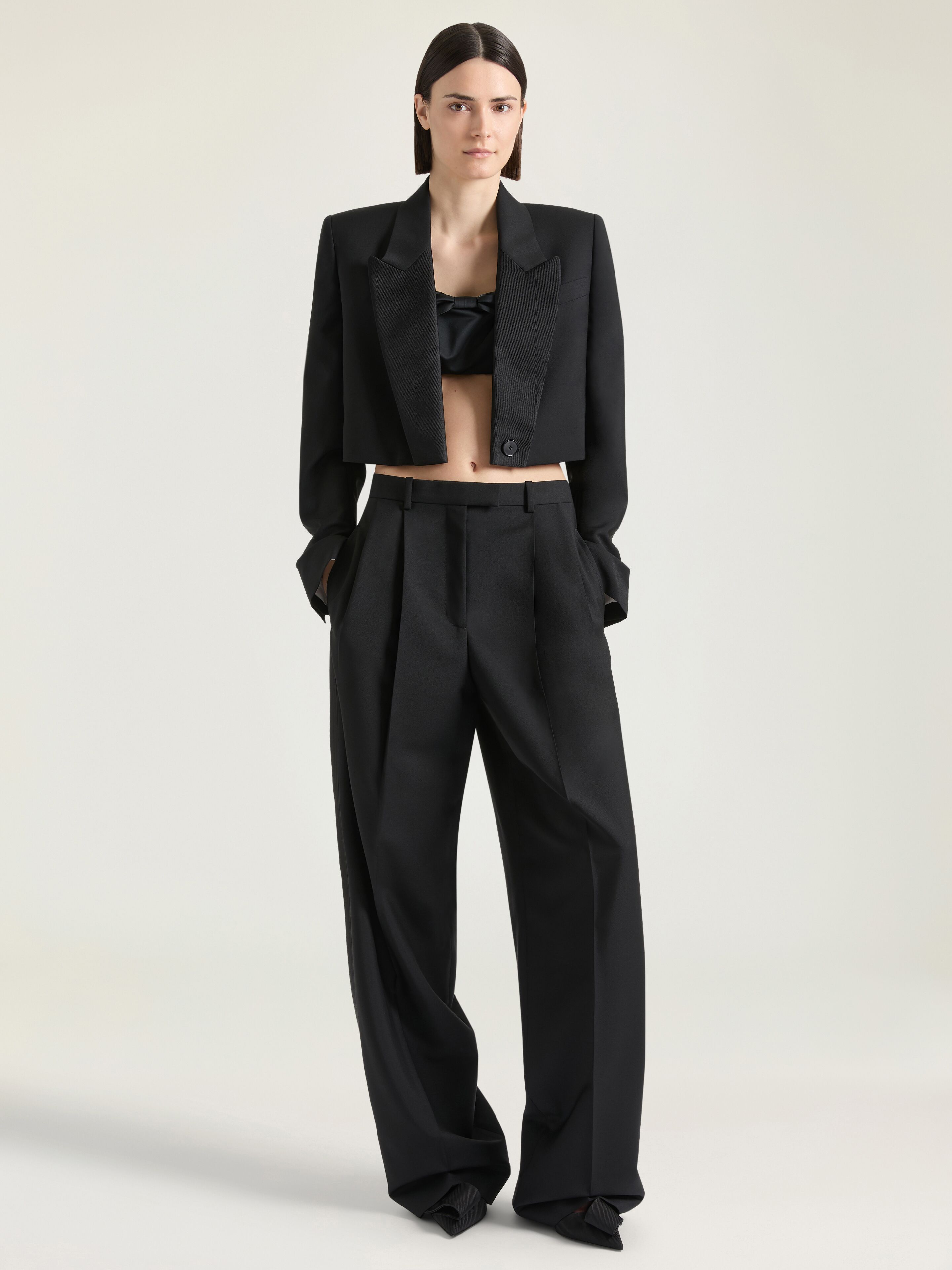 Givenchy Women's Cropped Jacket Wool Mohair Grain Size 36