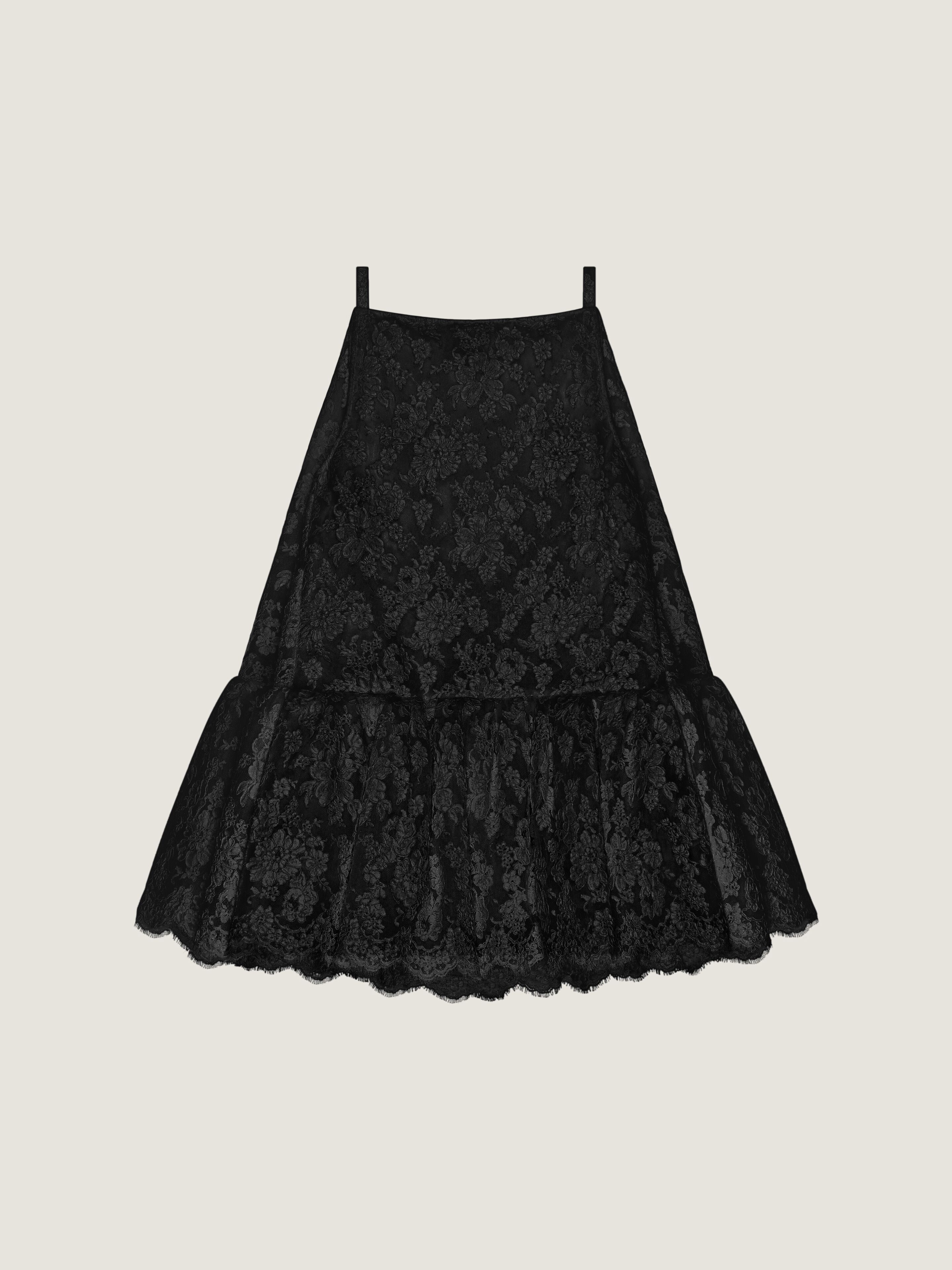 Givenchy Donna Nero Abito Mini Con Spacco E Volant In Pizzo