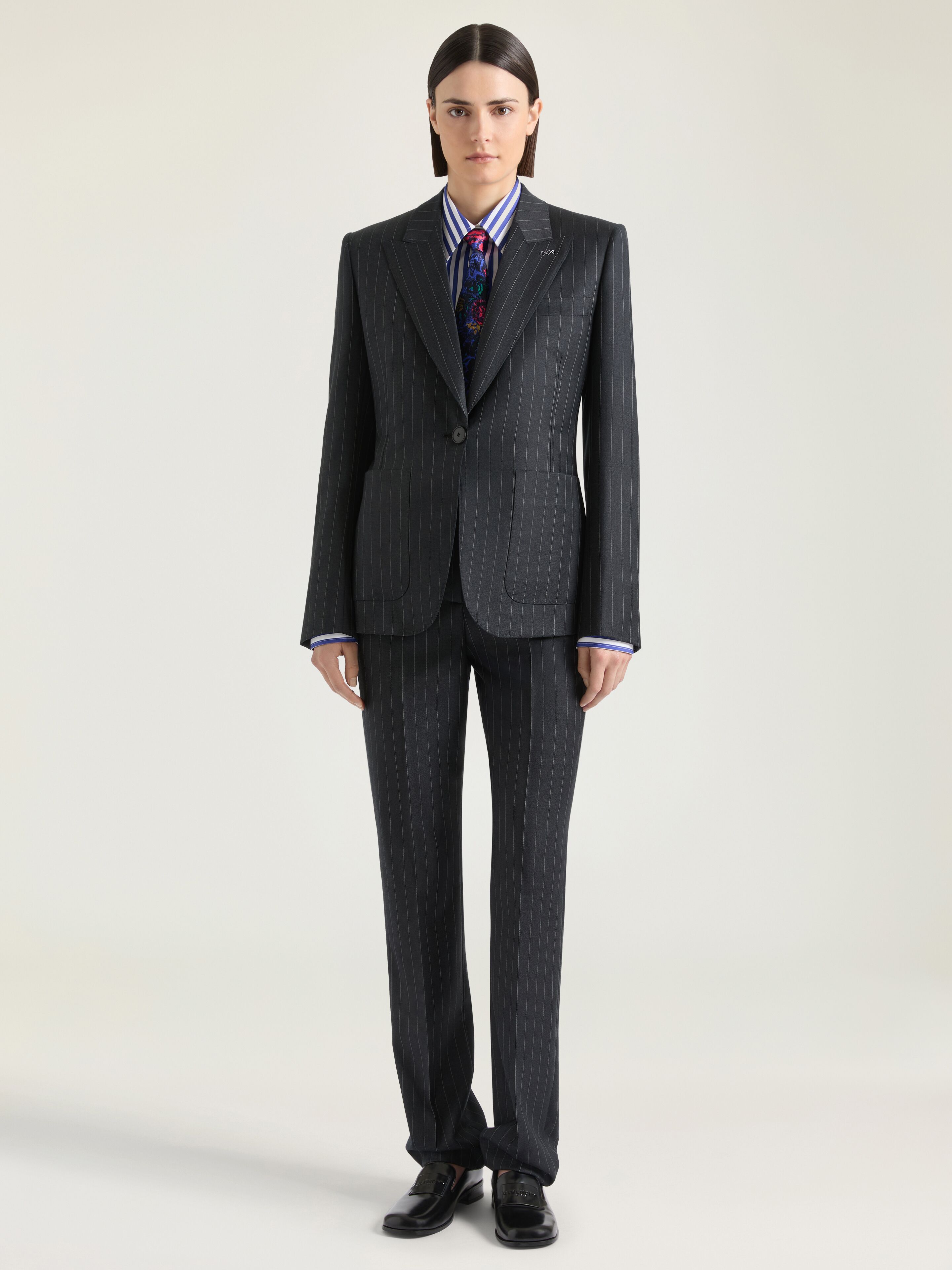 Givenchy - Women's Wool Pinstripe Single-Breasted Jacket - Size 42