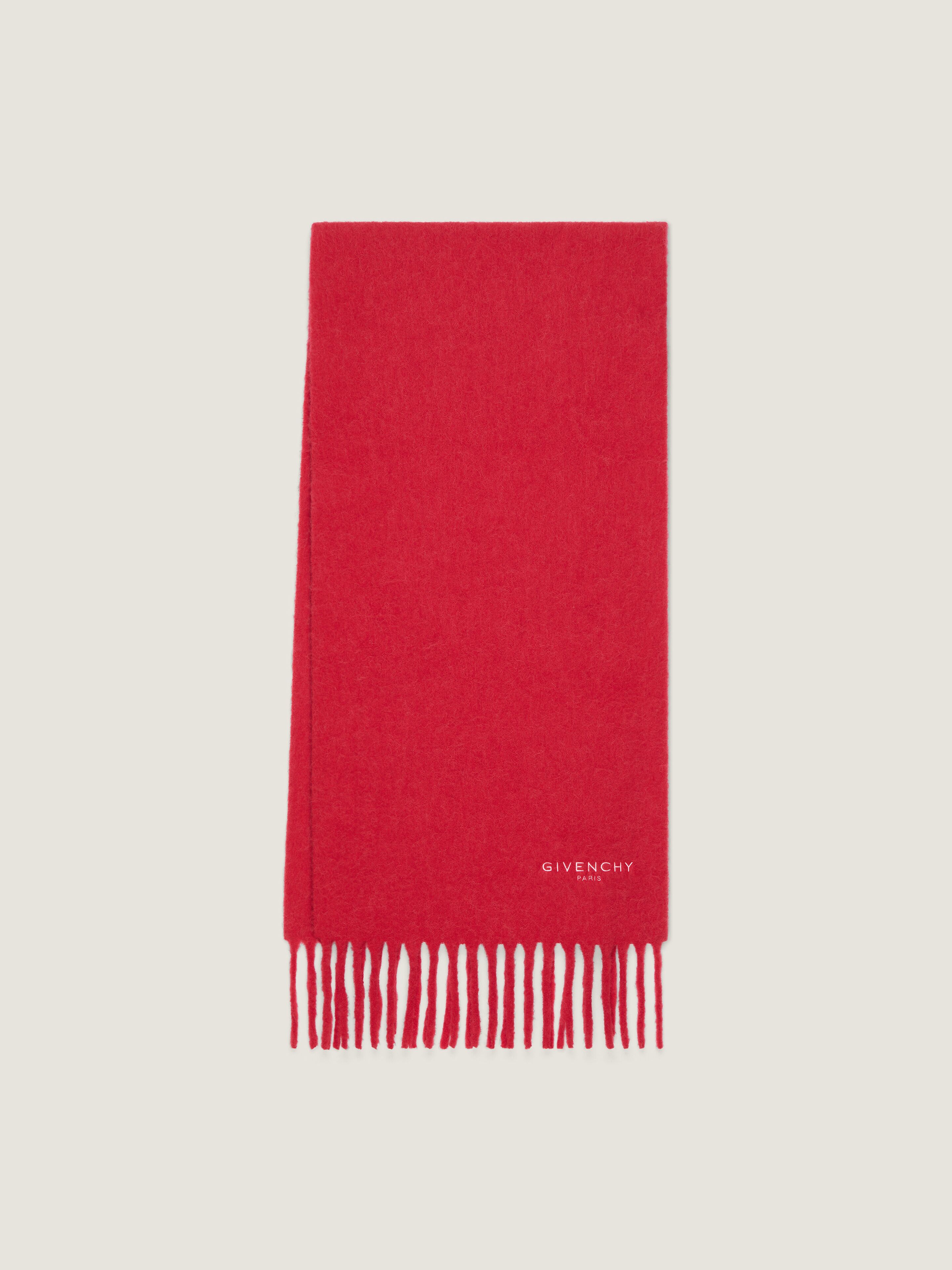 Givenchy - Alpaca Wool Scarf - Embroidered Signature - Fringed Edges