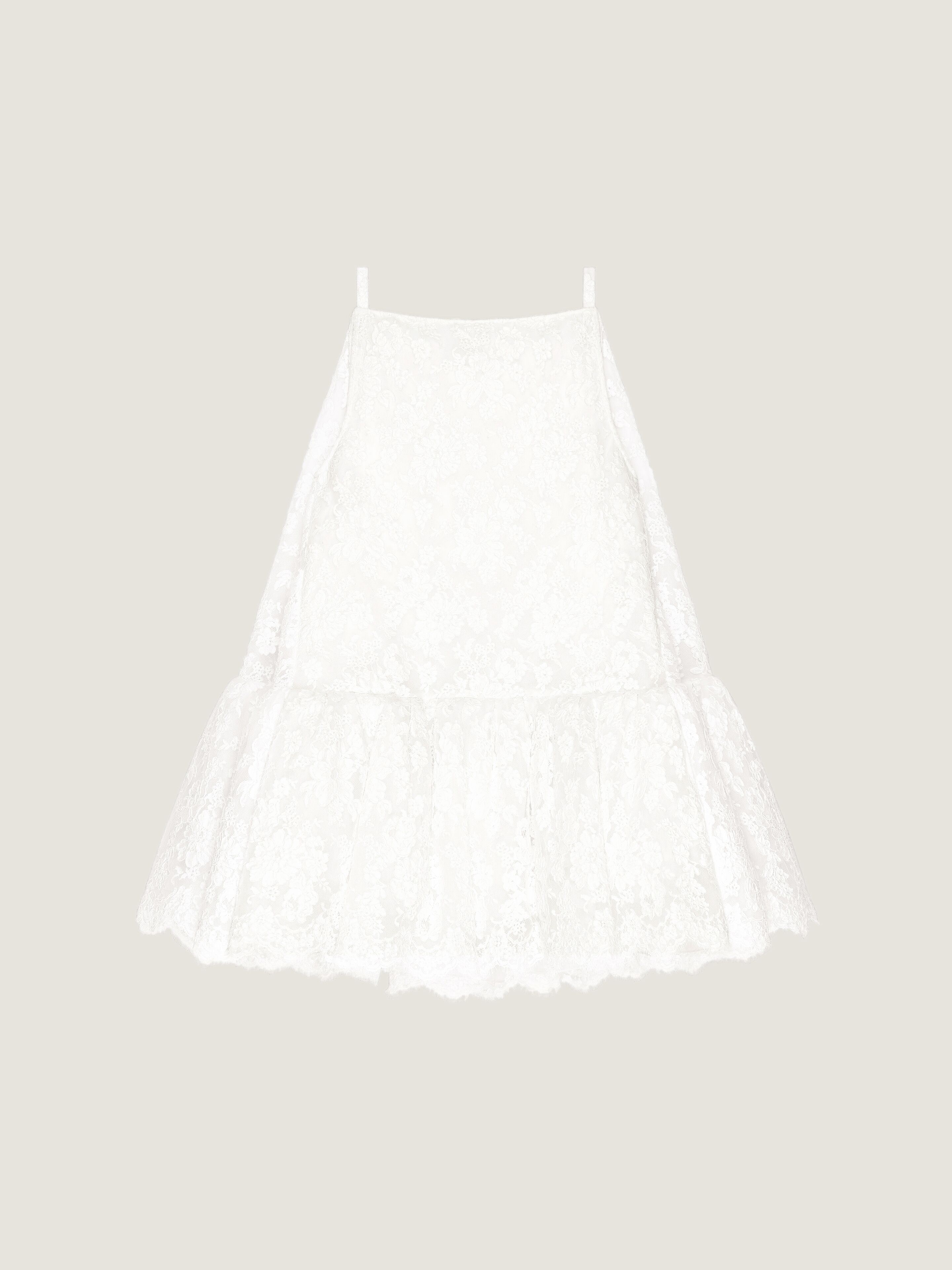 Givenchy Donna Bianco Abito Mini Con Spacco E Volant In Pizzo