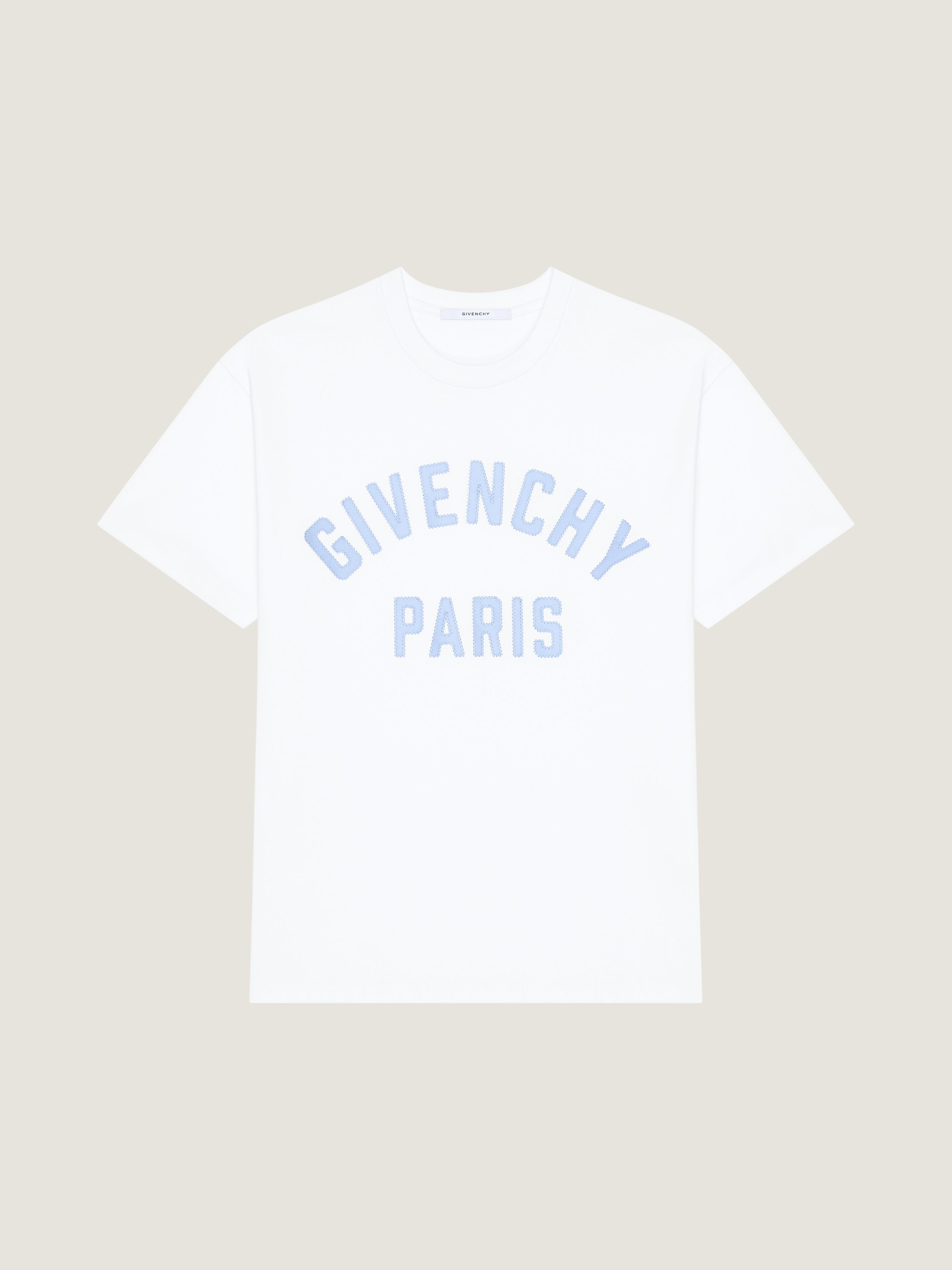 Givenchy Uomo Bianco T-Shirt In Cotone Con Ricamo Paris