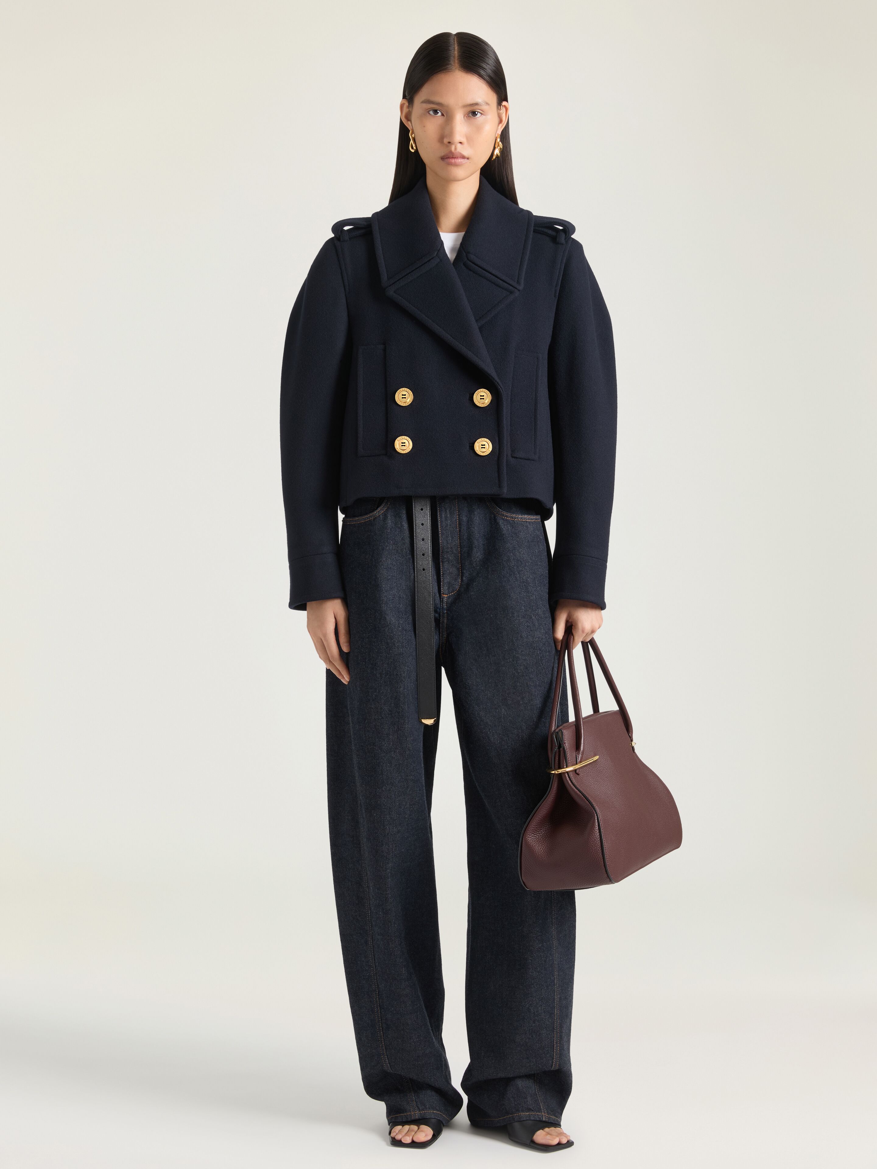 Givenchy - Women's Pea Coat - Wool - Size 36 - Golden Buttons