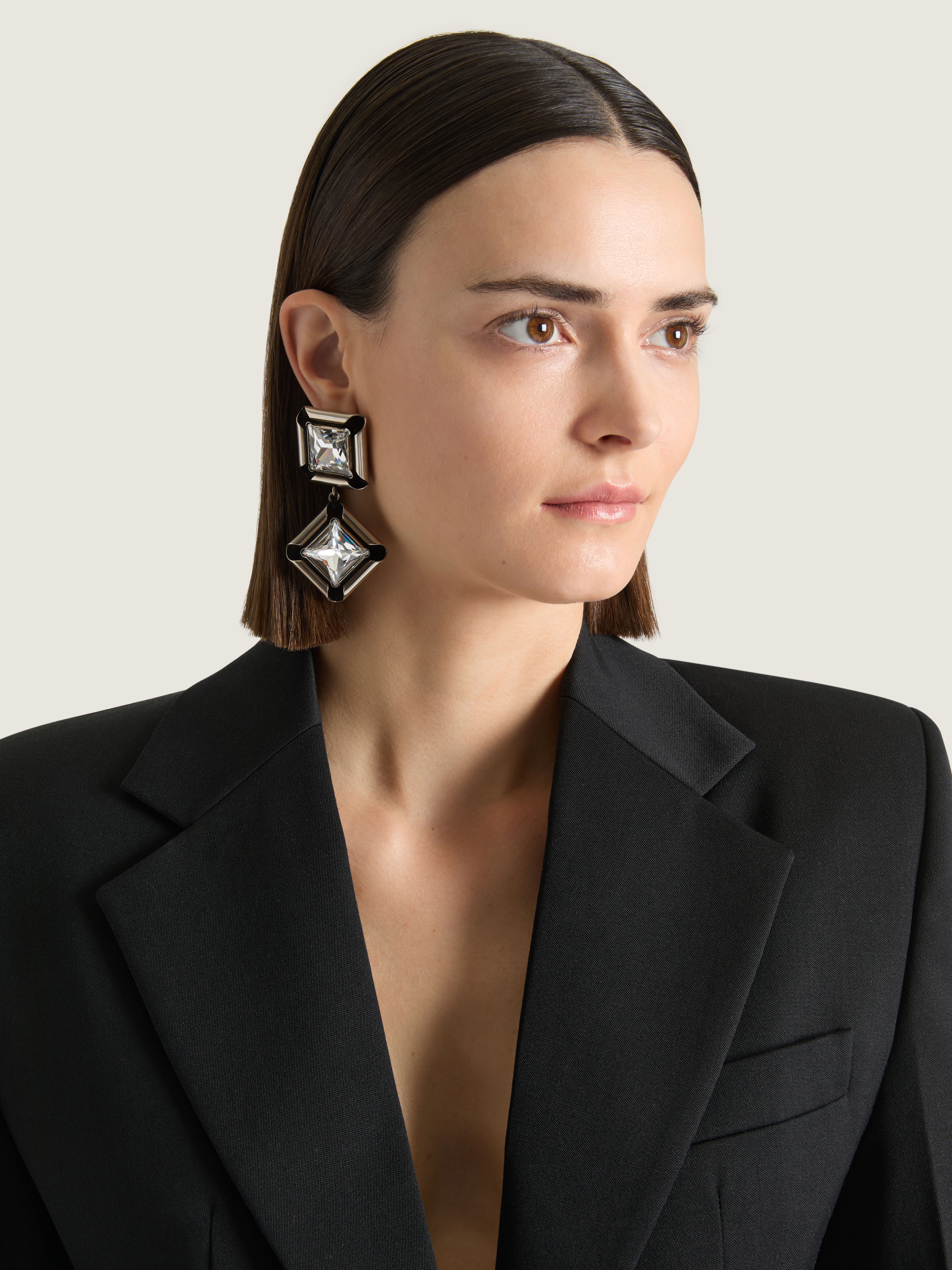 Givenchy - Women's Earrings - Deconstructed Crystals - Silver-Tone