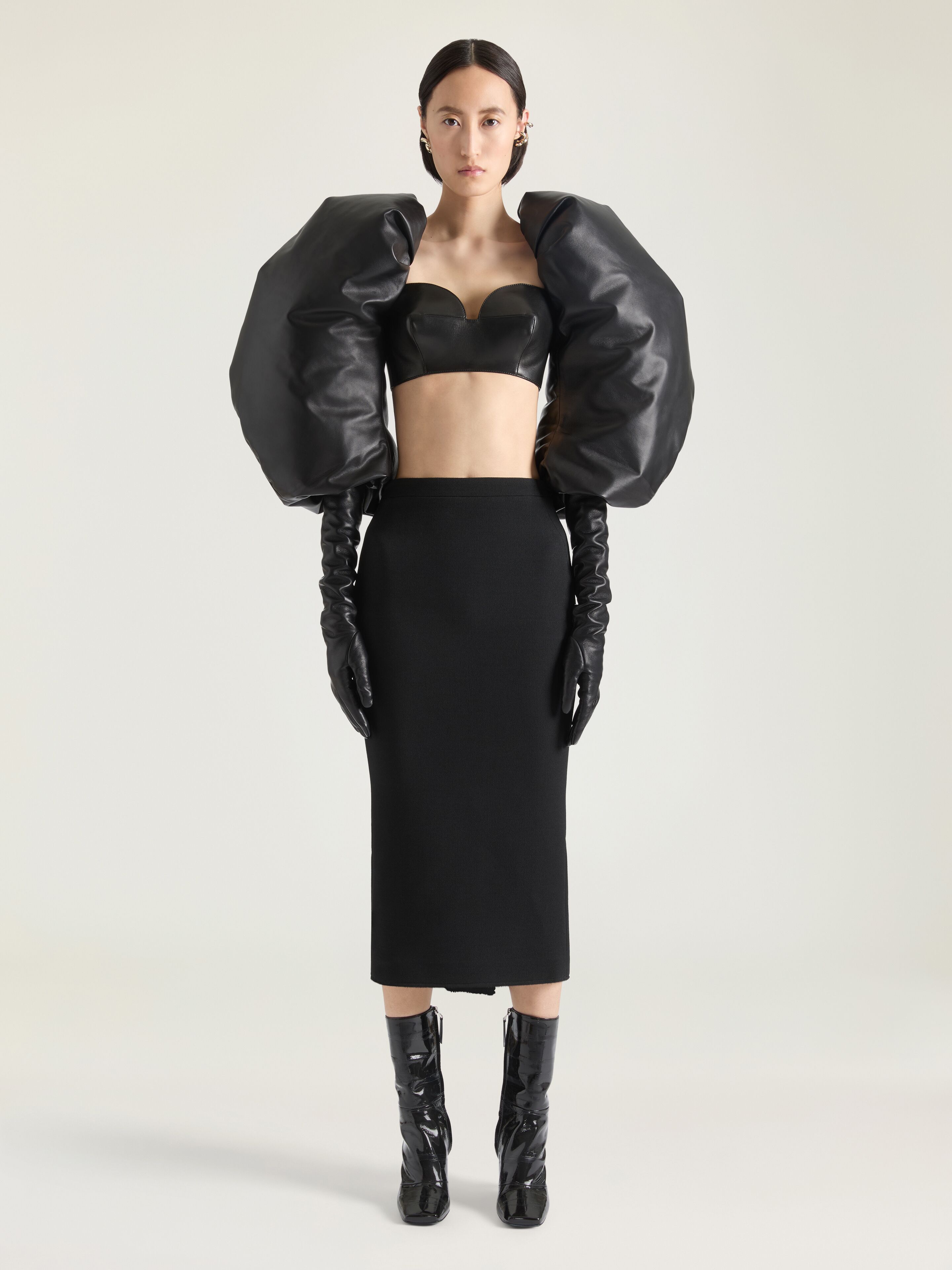 Givenchy Lamb Leather Bullet Bra Top - Black
