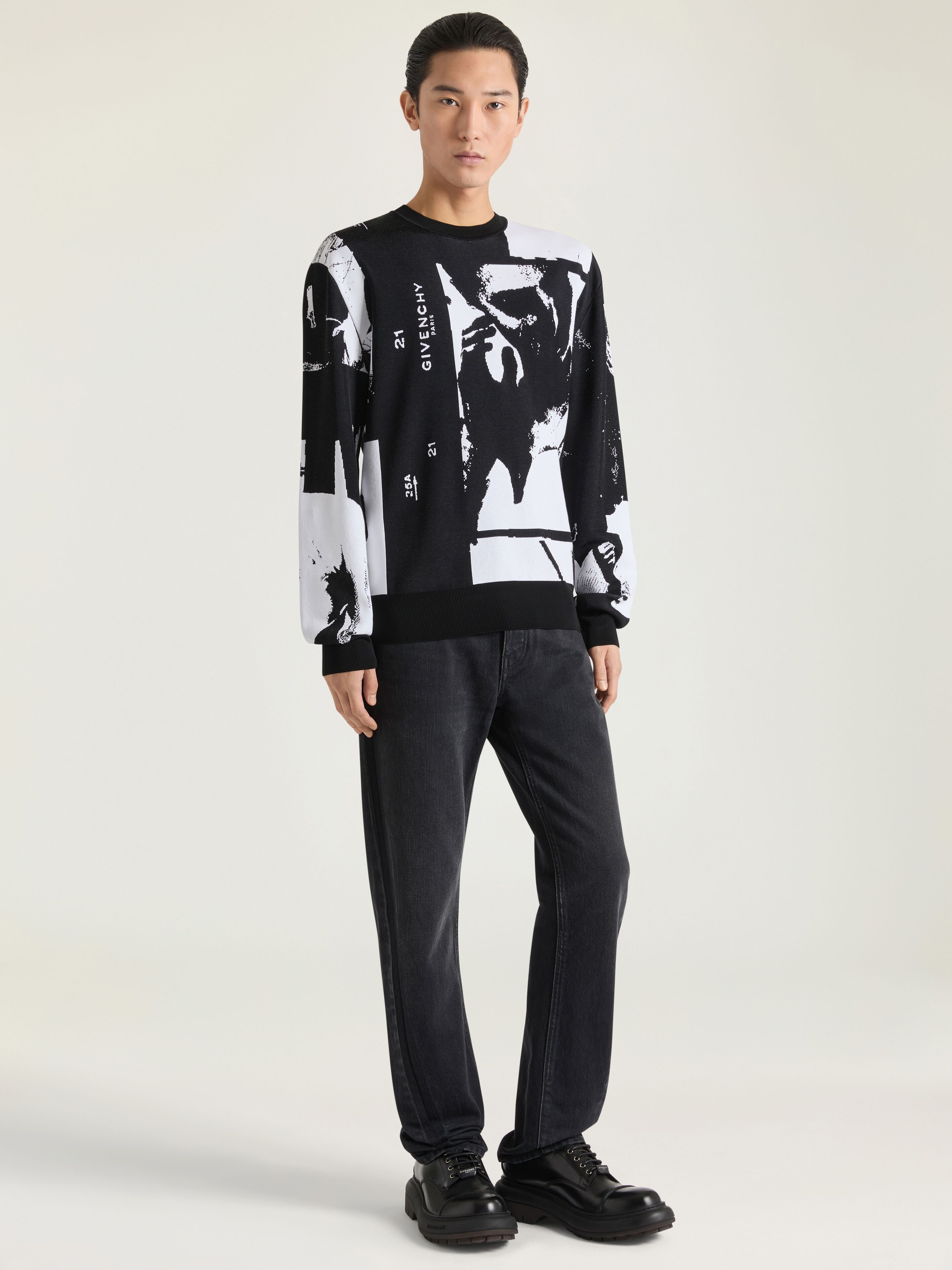 Givenchy Men's Sweater Knit Photographic Negative Jacquard XL