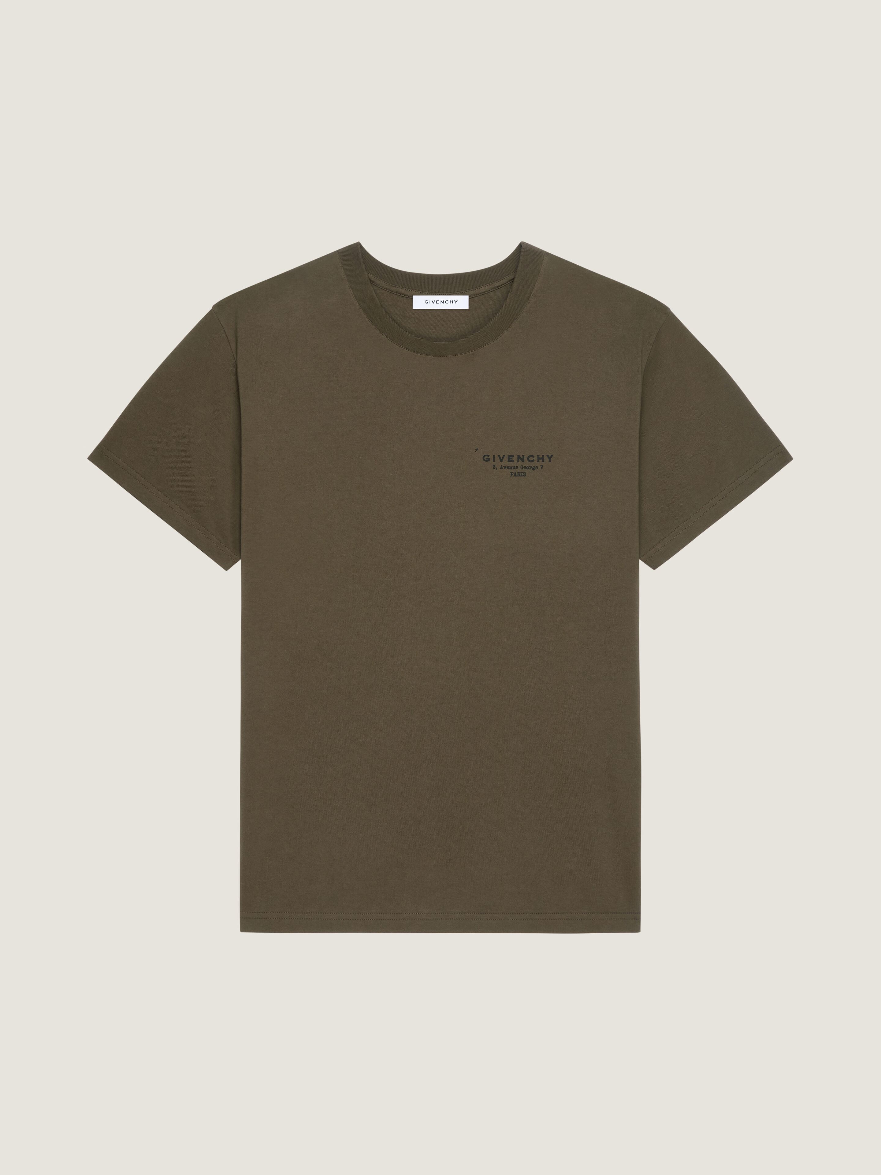 Givenchy Uomo Kaki T-Shirt In Cotone Con Stampa Stamp