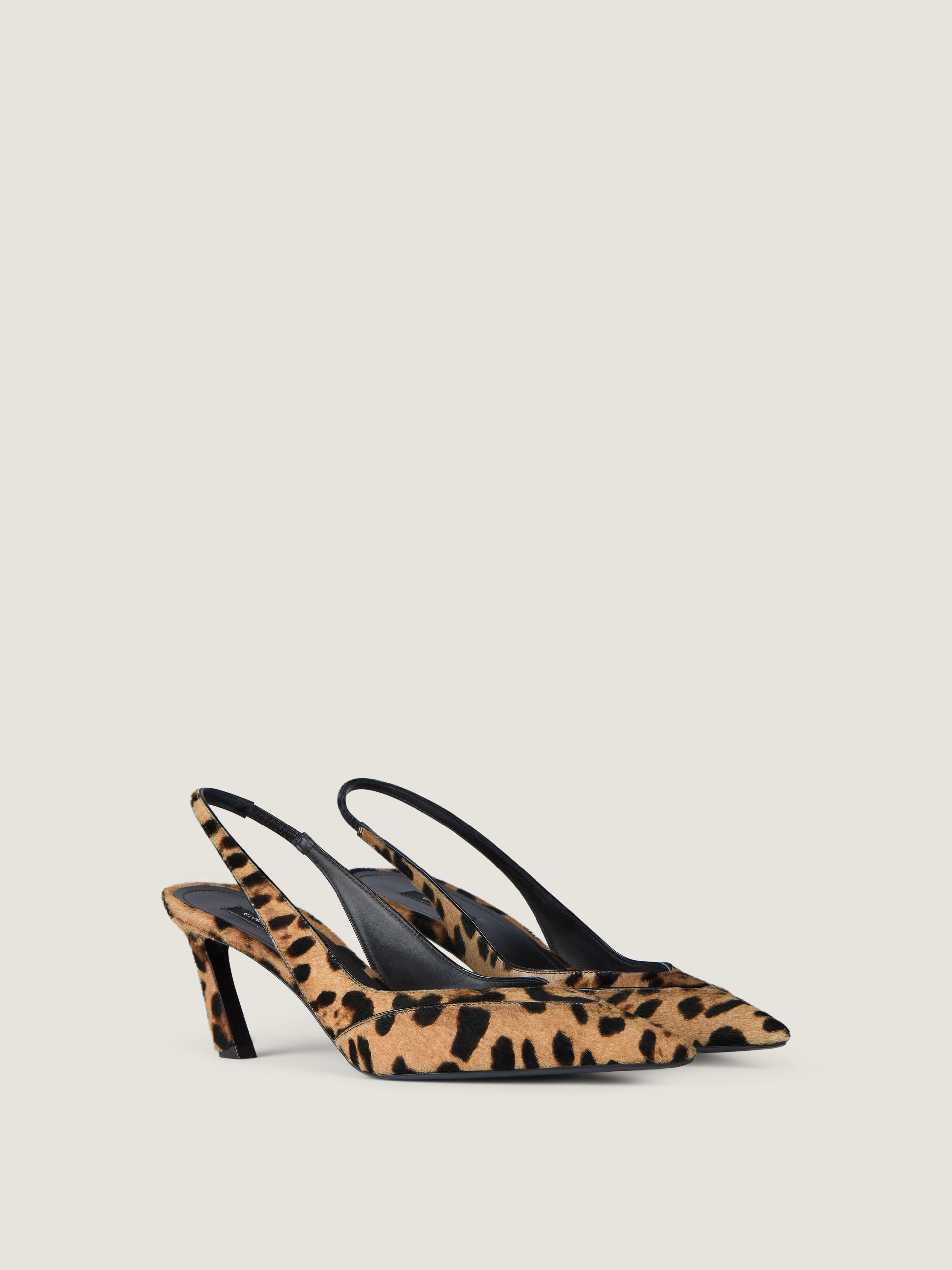 Givenchy Women's Slingback Pumps Pony Effect Calf Leather Leopard Pattern Size 36