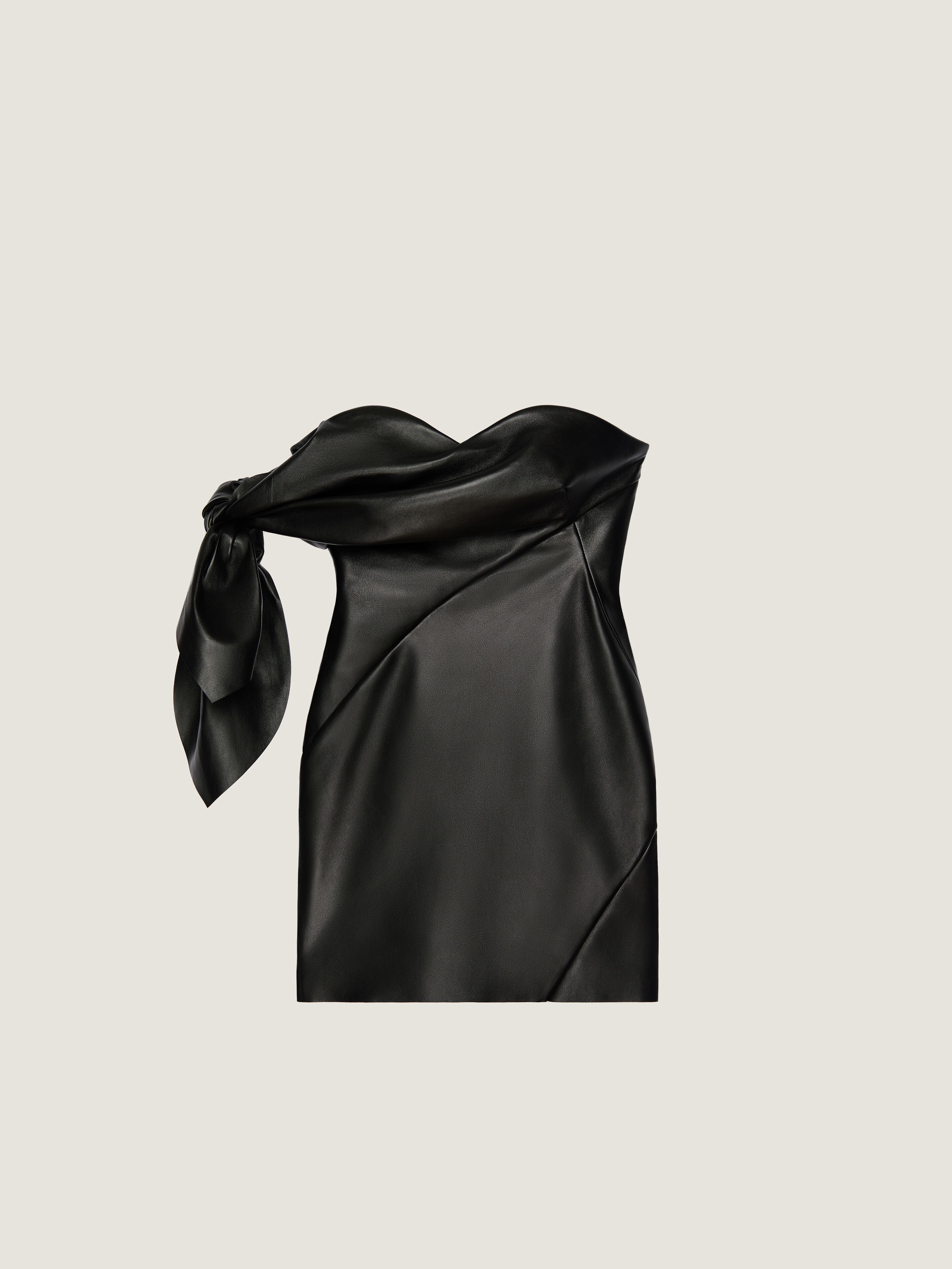 Givenchy Donna Nero Abito Bustier Mini In Nappa Con Fiocco