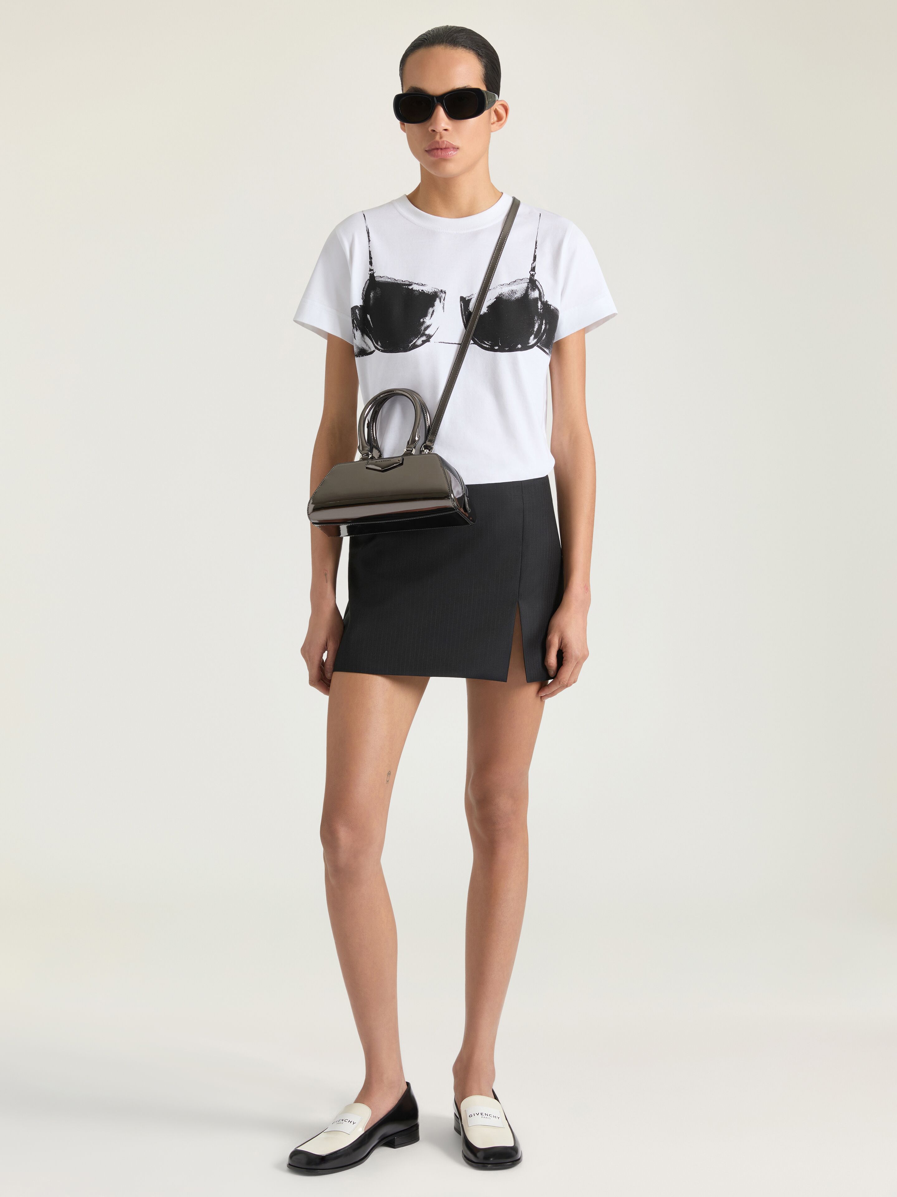 Givenchy - Women's Handbag - Mini Antigona East-West - Calf Leather - Black