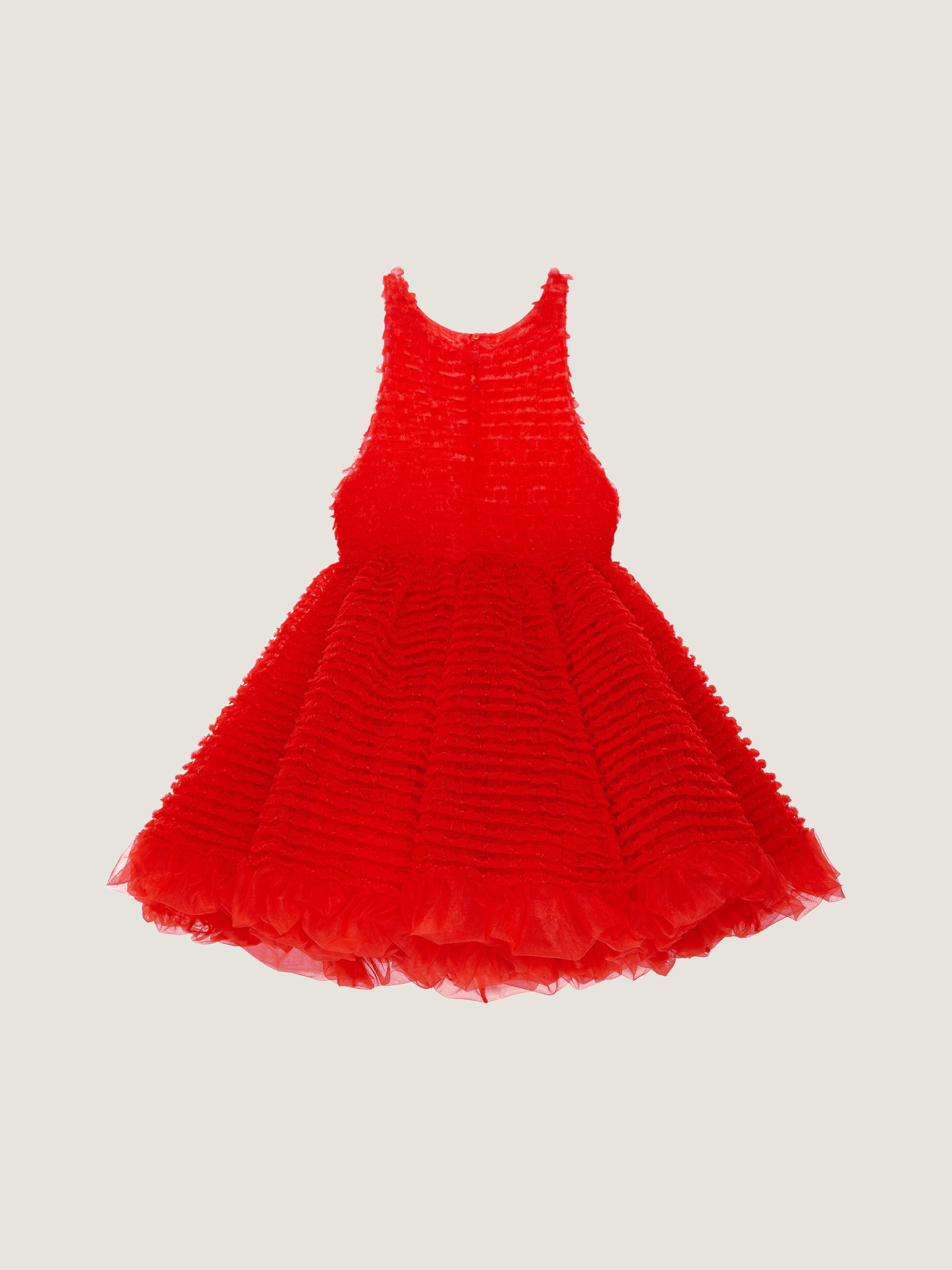 Givenchy Donna Rosso Abito Mini Babydoll Con Volant In Nylon