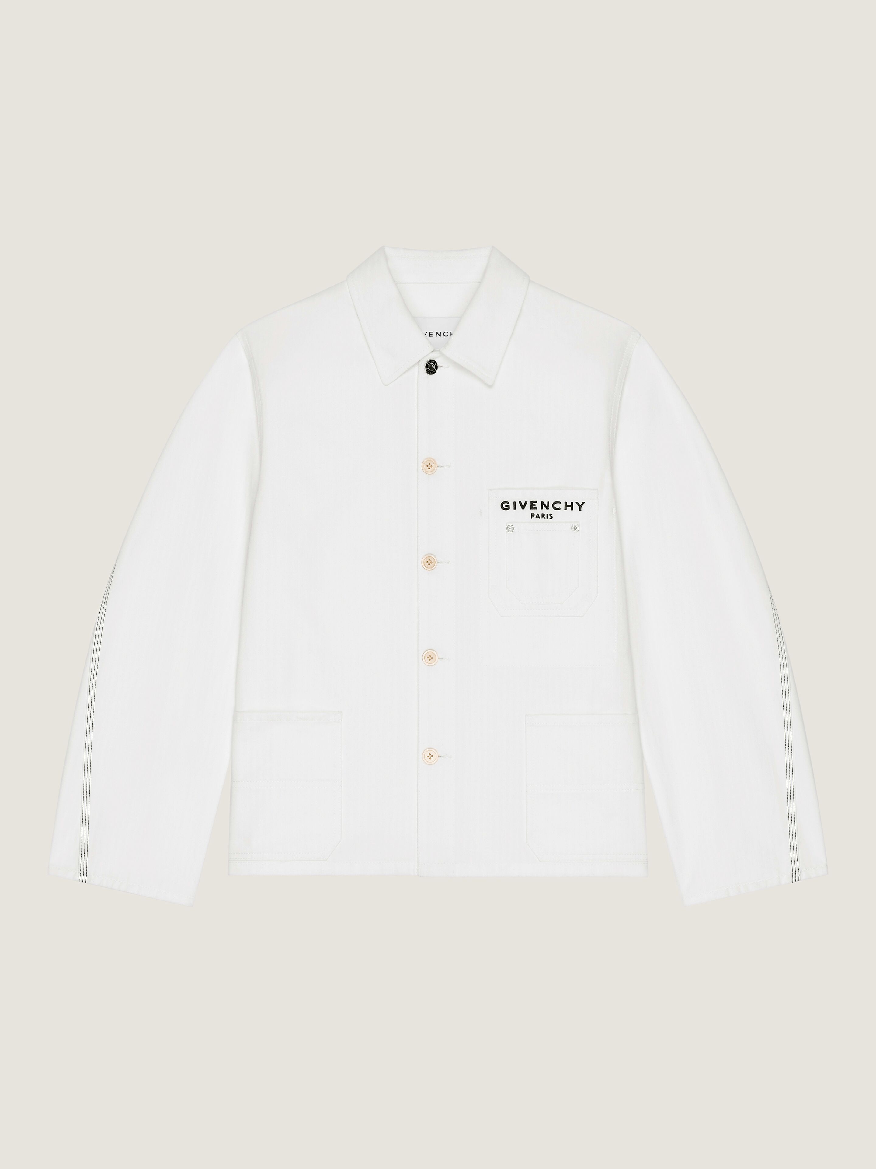 Givenchy Uomo Grigio Giacca Couture Seam In Denim Con Ricamo Paris