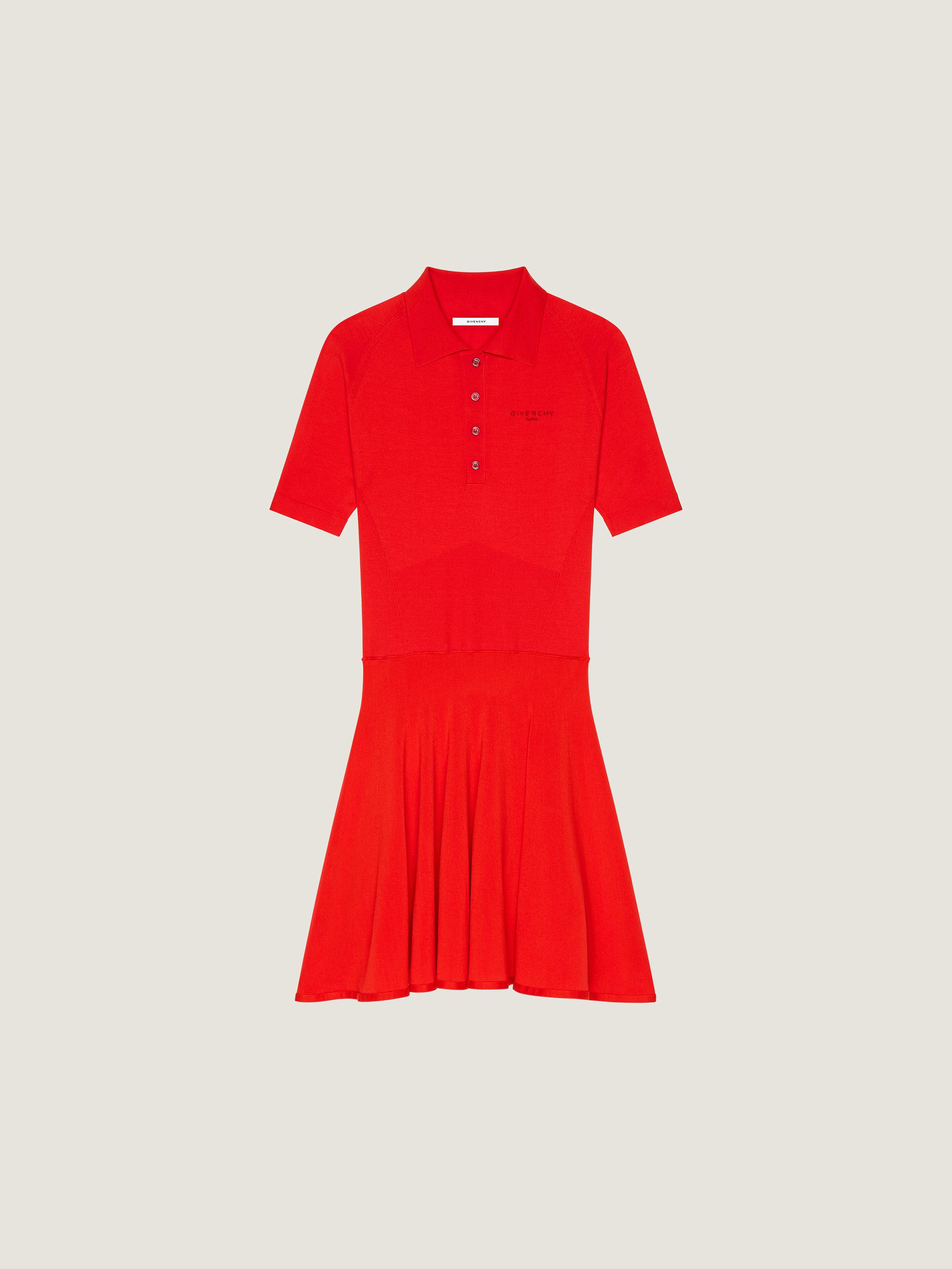 Givenchy Donna Rosso Abito Mini Stile Polo In Maglia Effetto Seconda Pelle