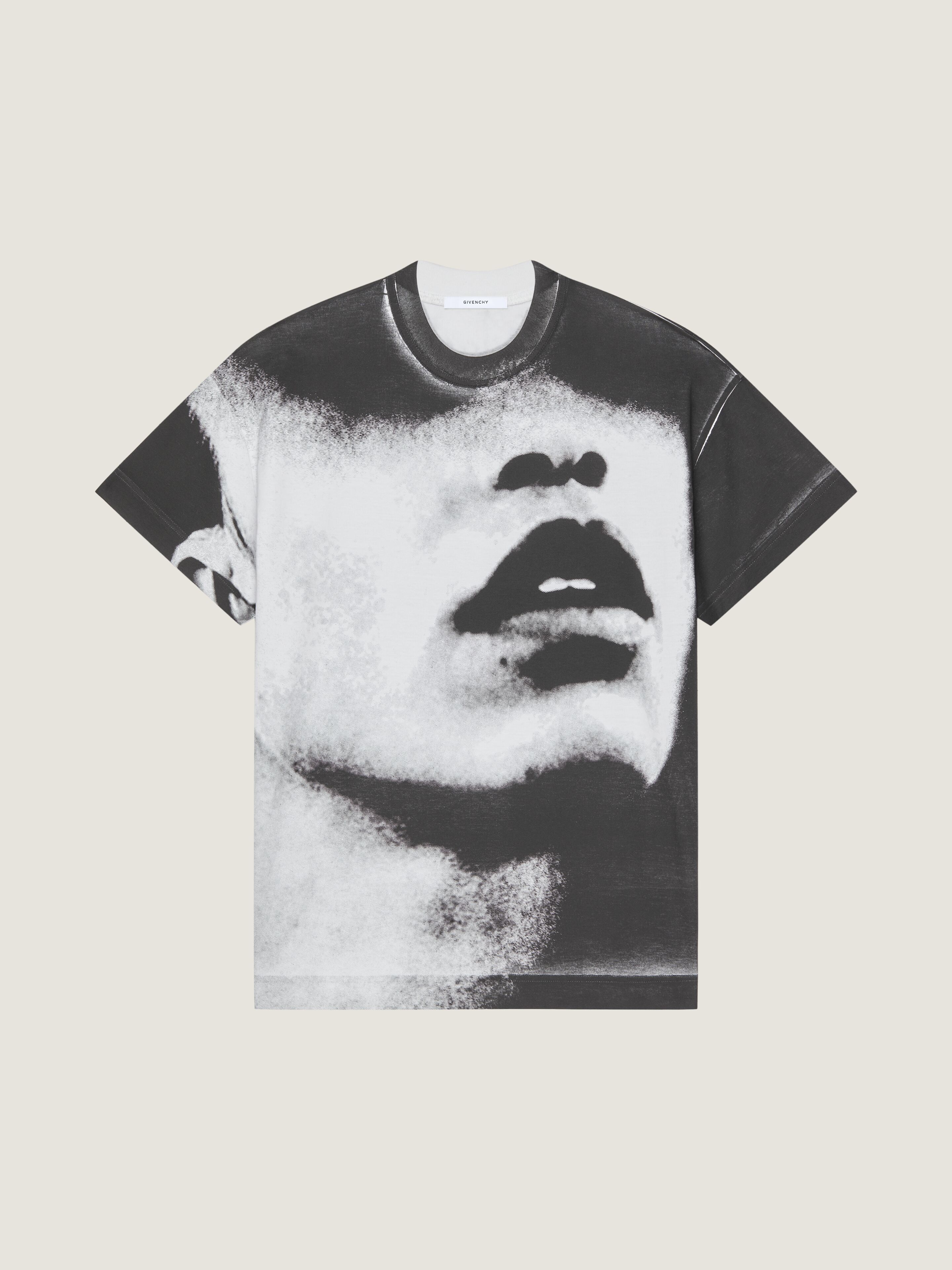 Givenchy Donna Nero T-Shirt Vestibilità Ampia In Cotone Con Stampa Portrait