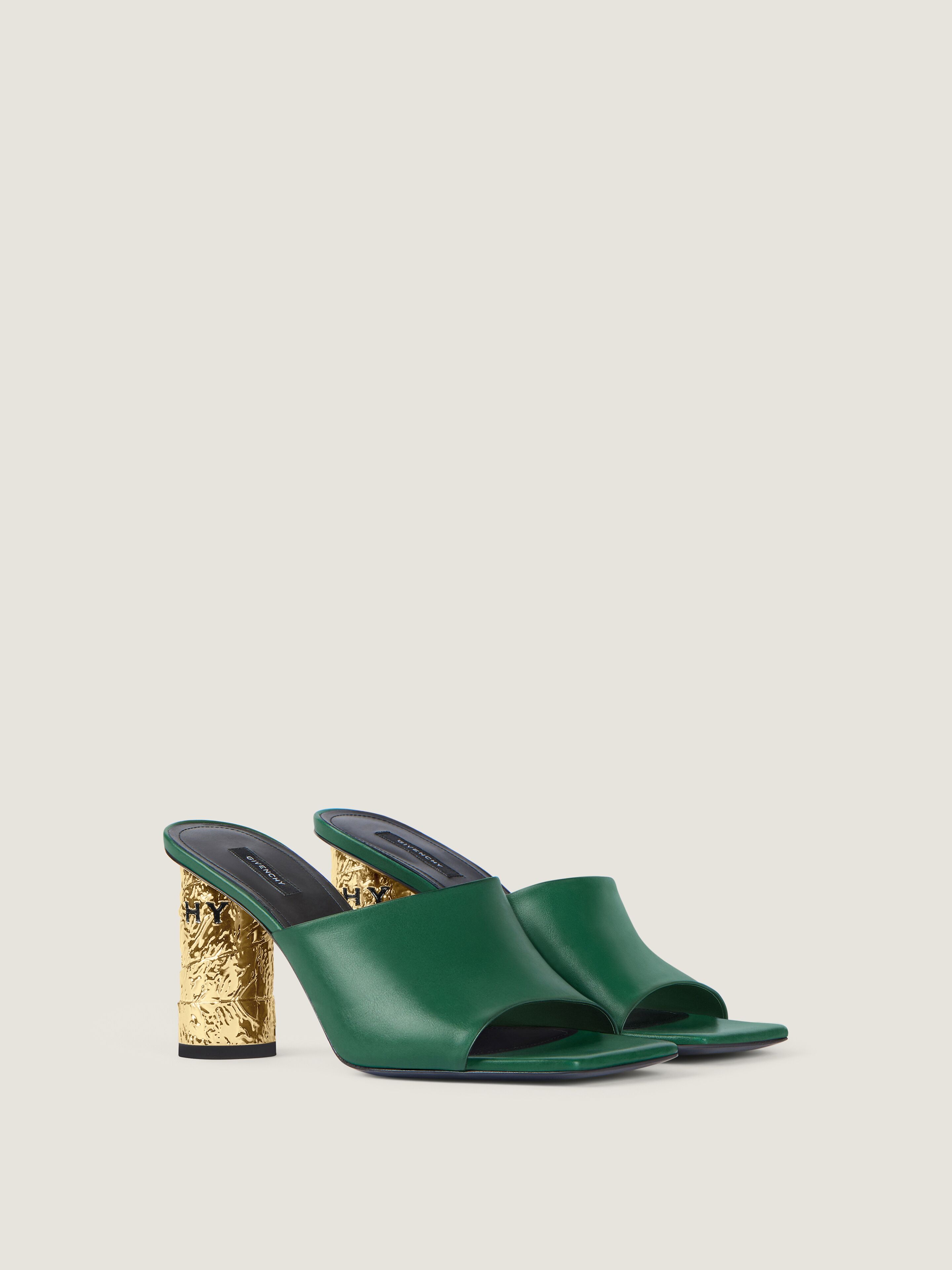 Givenchy - Women's Heeled Mules - Calf Leather - Black - Golden