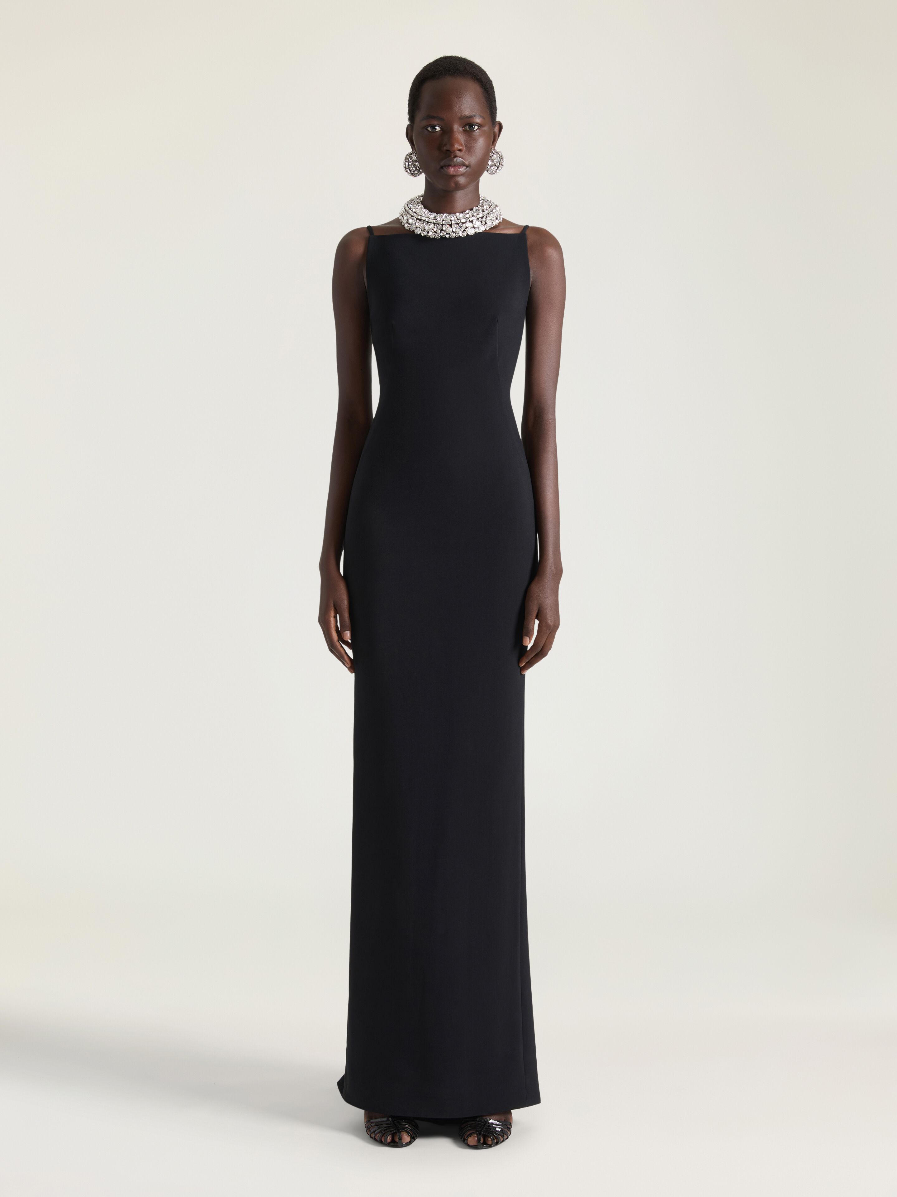 Givenchy - Women's Long Dress - Crepe Cady - Square Neckline - Kickback Detail
