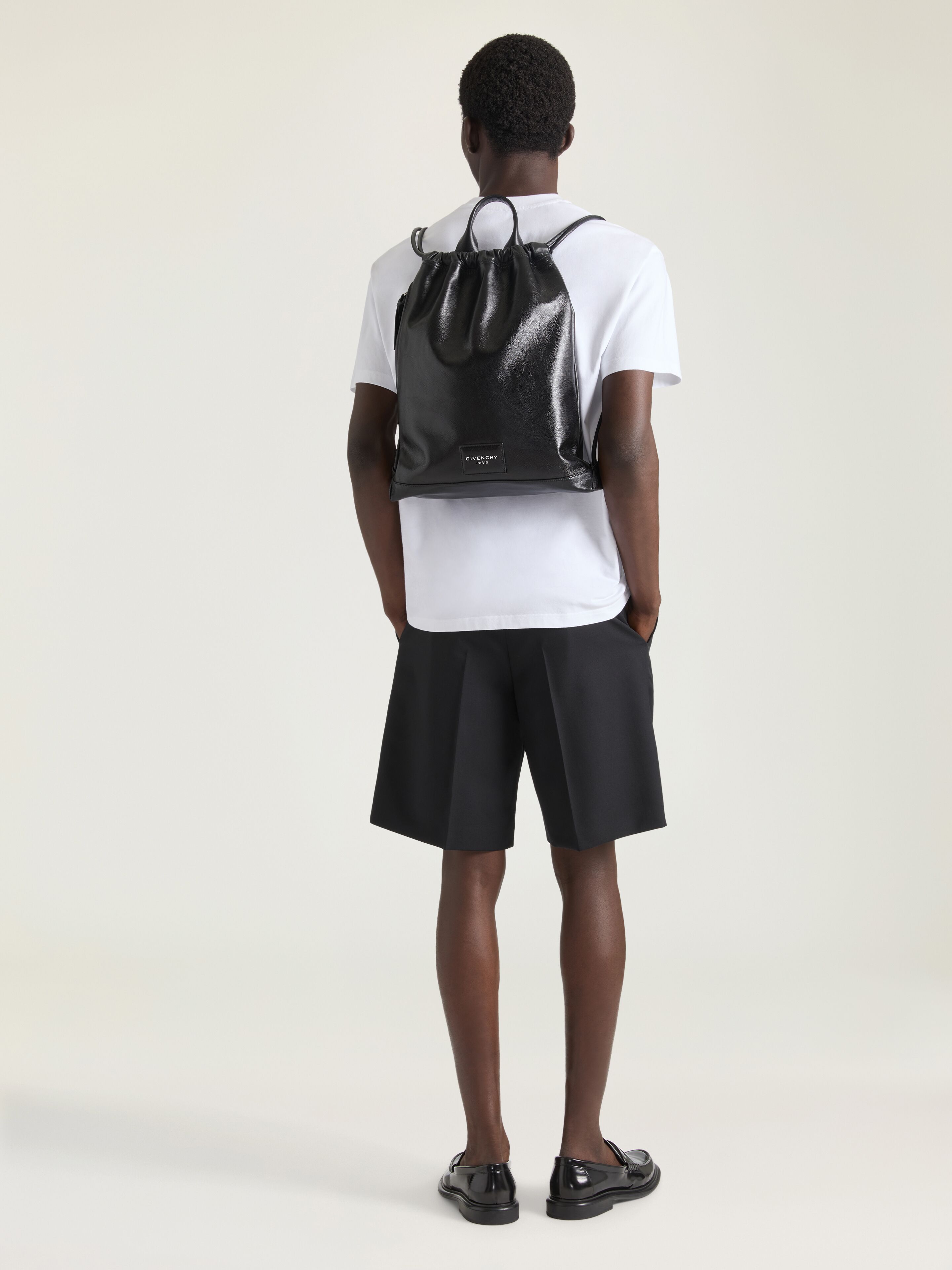 Antigona Stamped backpack in grained shiny leather in - black
