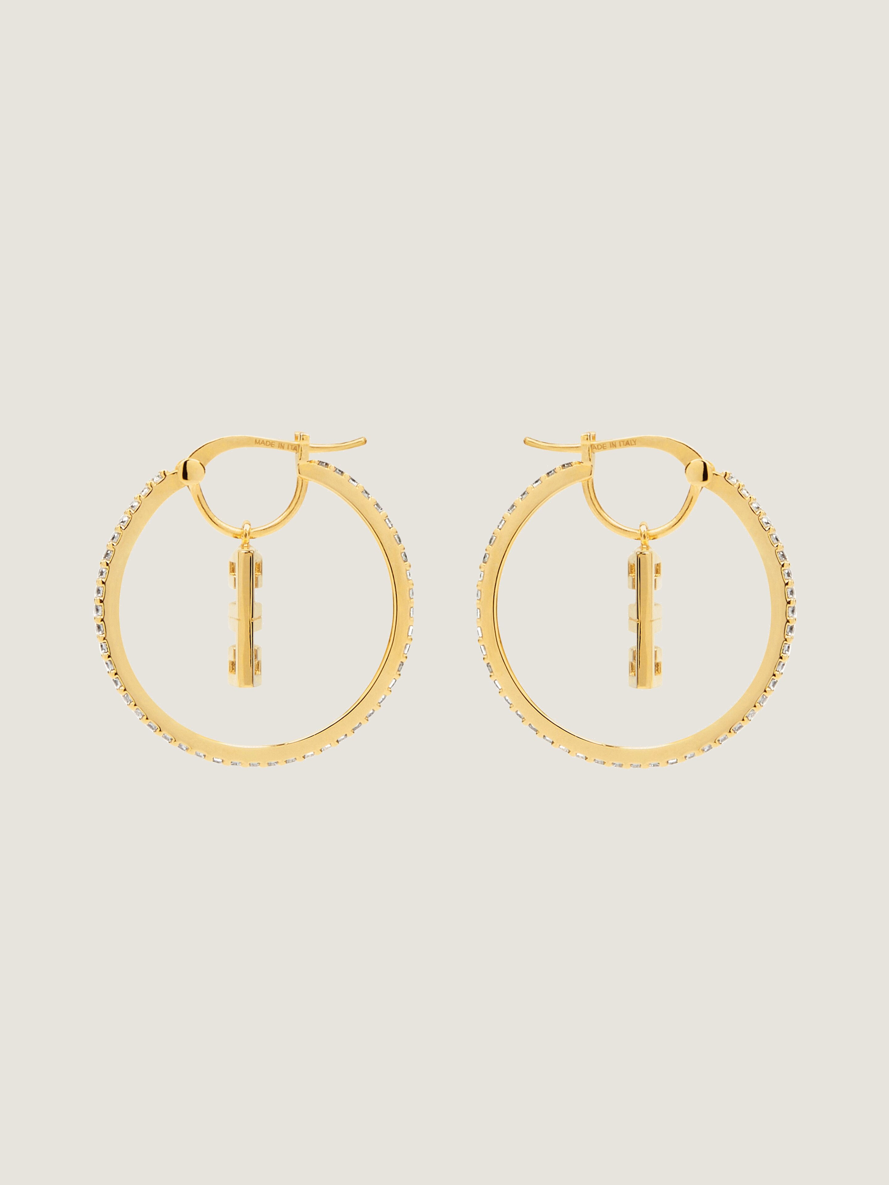 4G earrings in metal with crystals in - golden yellow