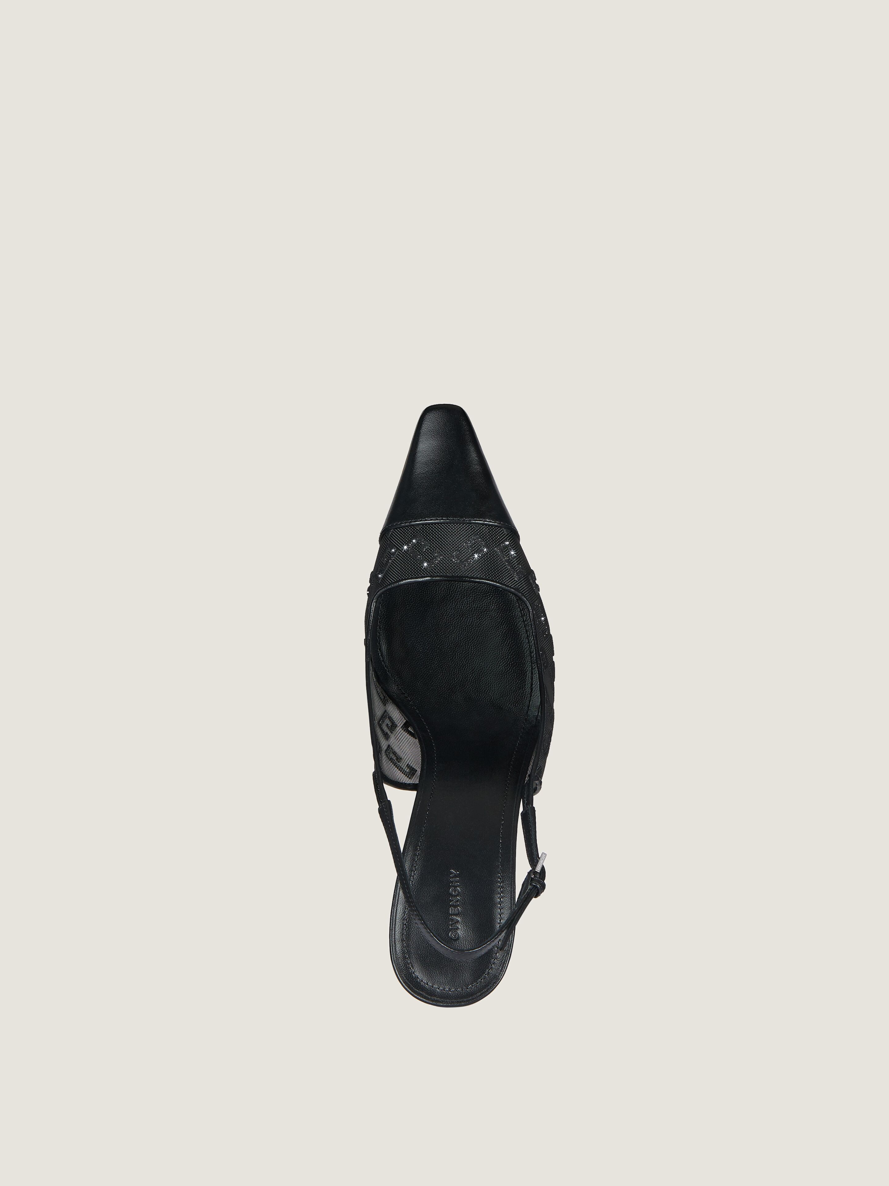 G Cube slingbacks in monogram 72 mesh with lurex in - black