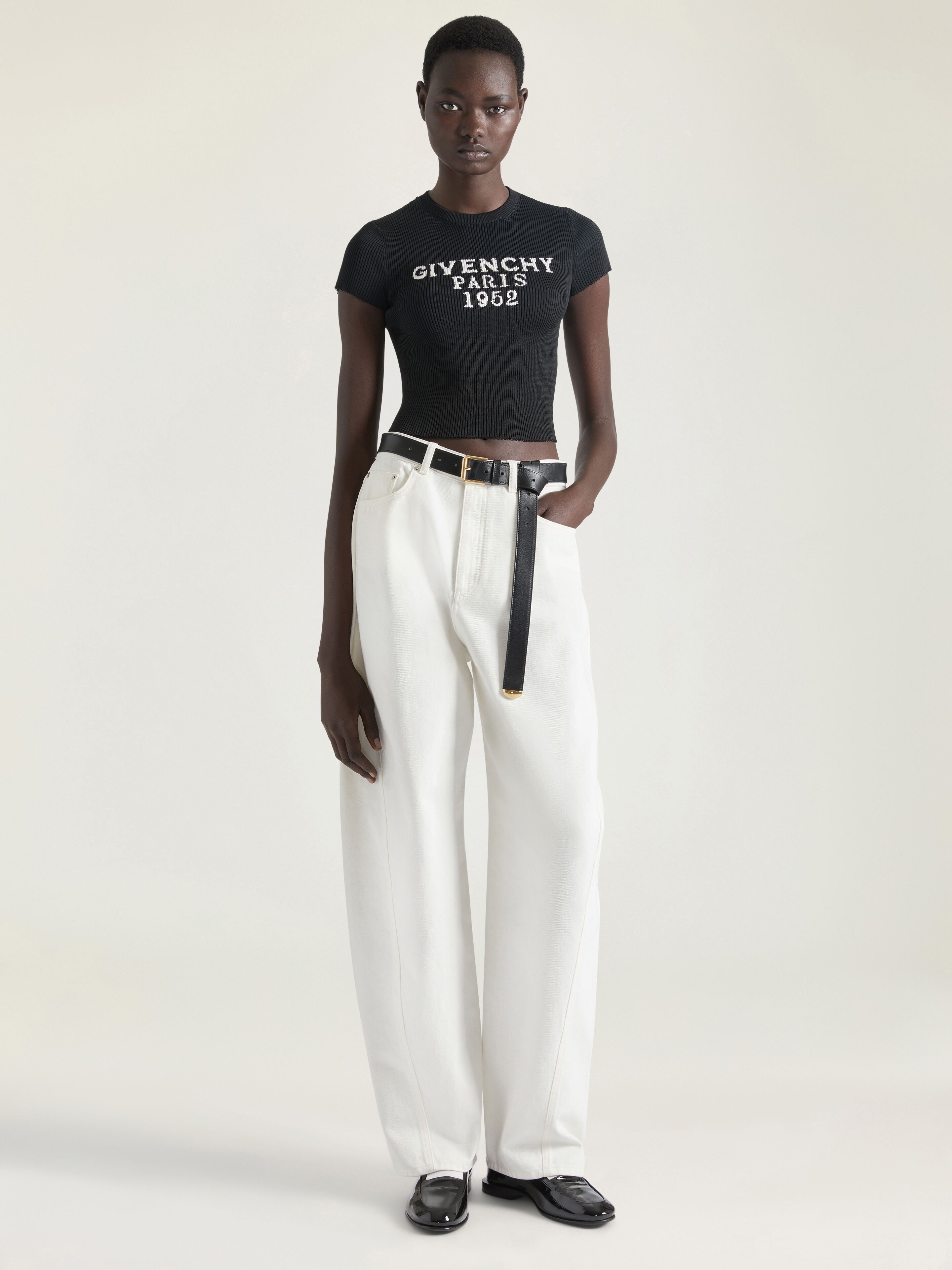 Cropped top in fine rib in - black | Givenchy US