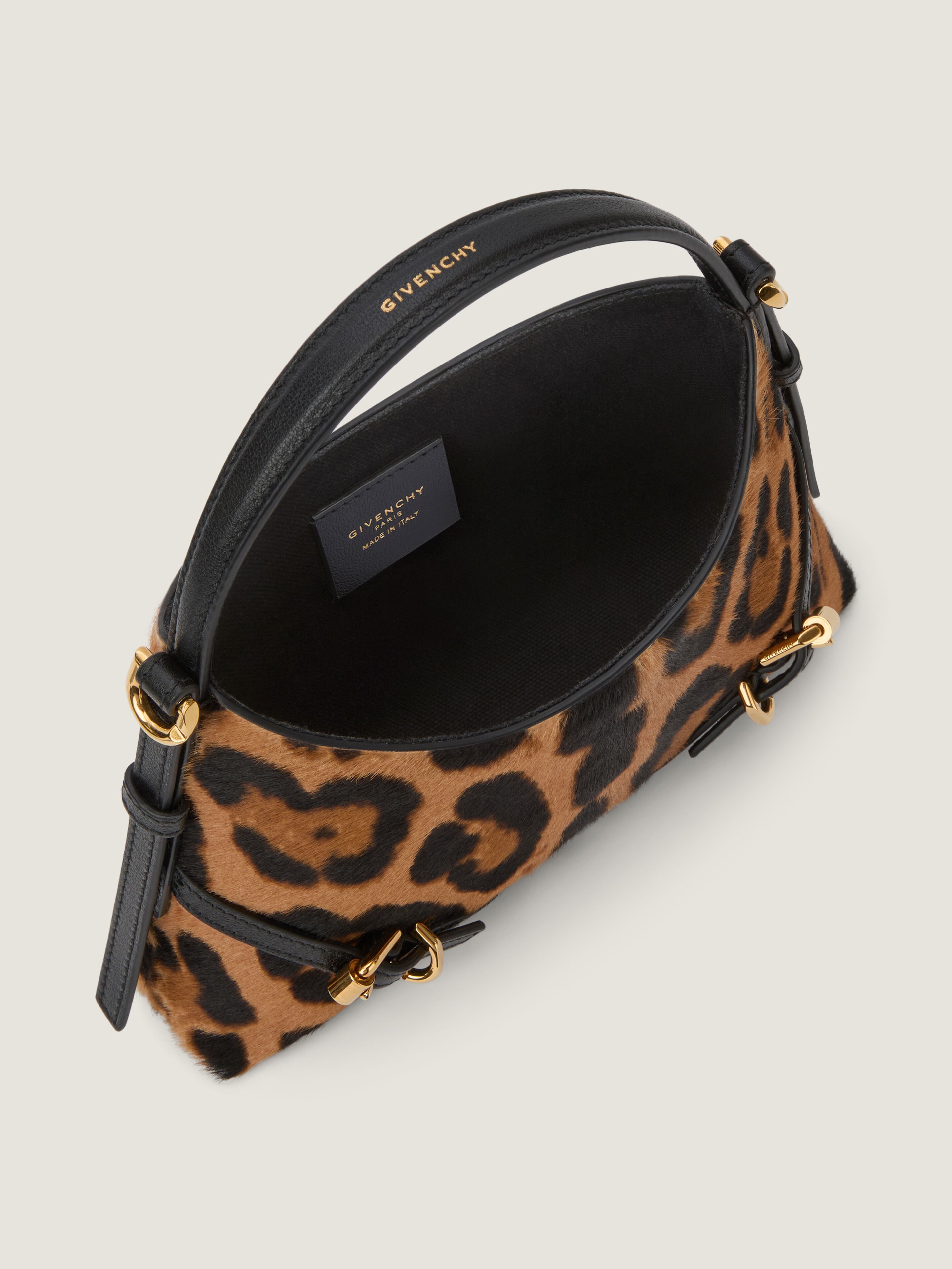 Nano Voyou bag in pony effect leather with leopard pattern in