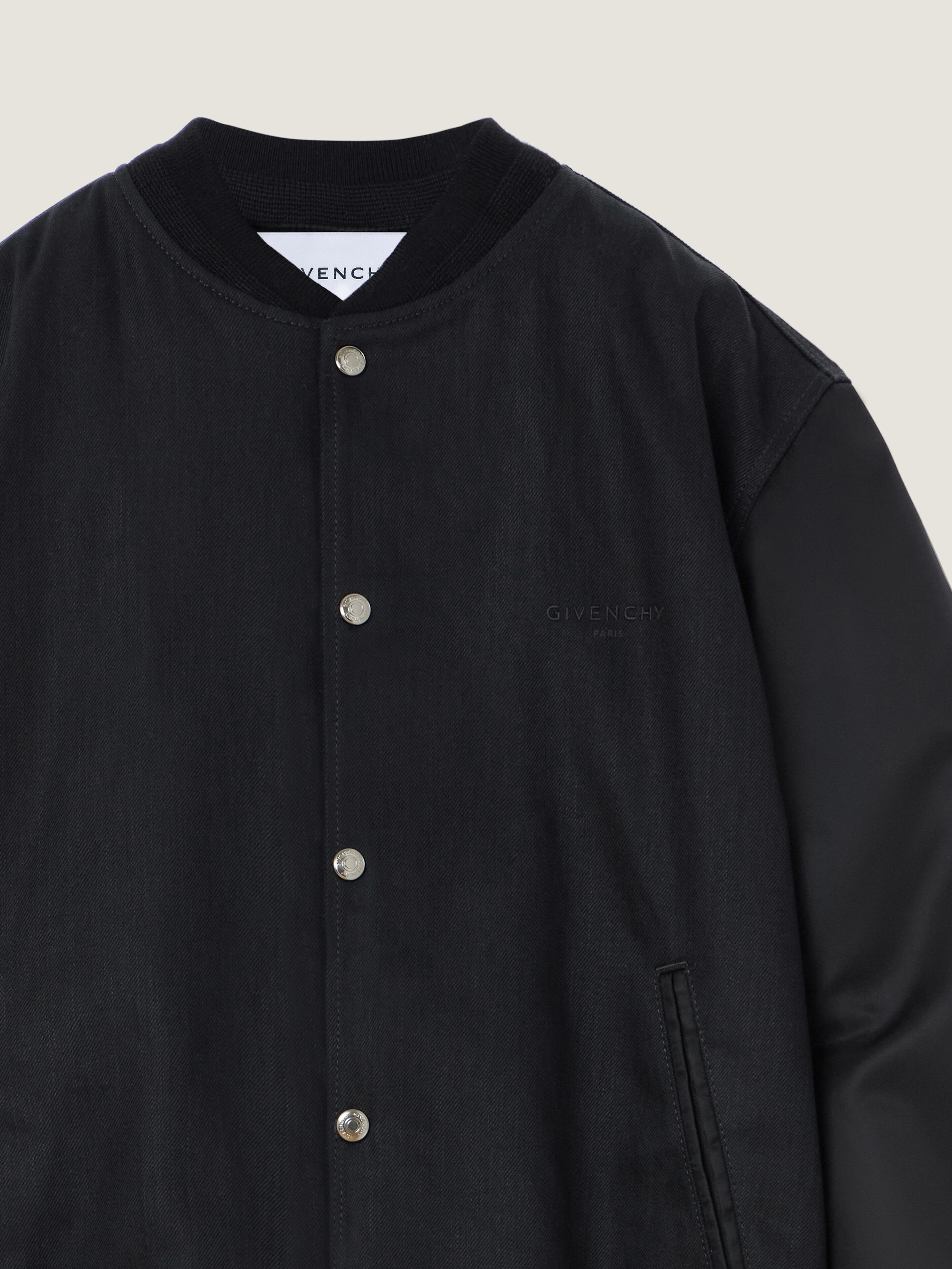 Mix material blouson with Givenchy Paris embroidery in - black