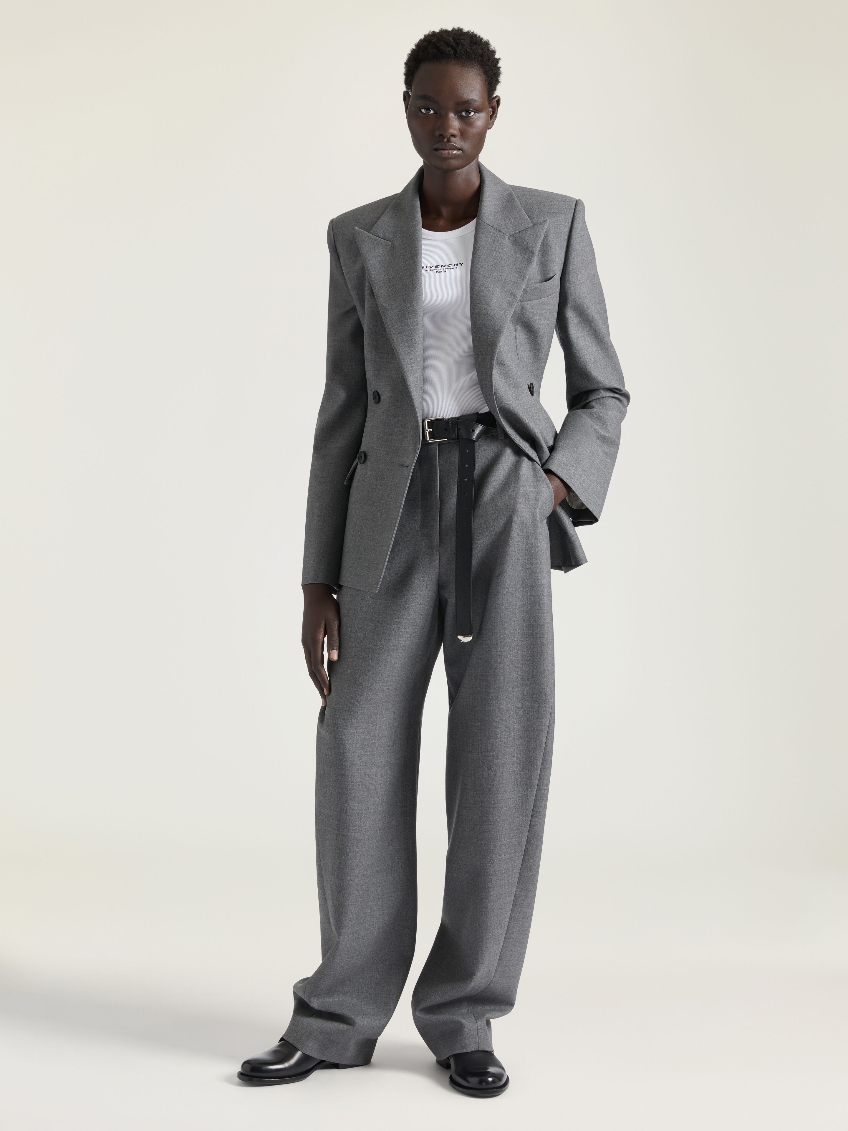 Cocoon tailored pants in wool in - medium grey - BW518C14FU-030