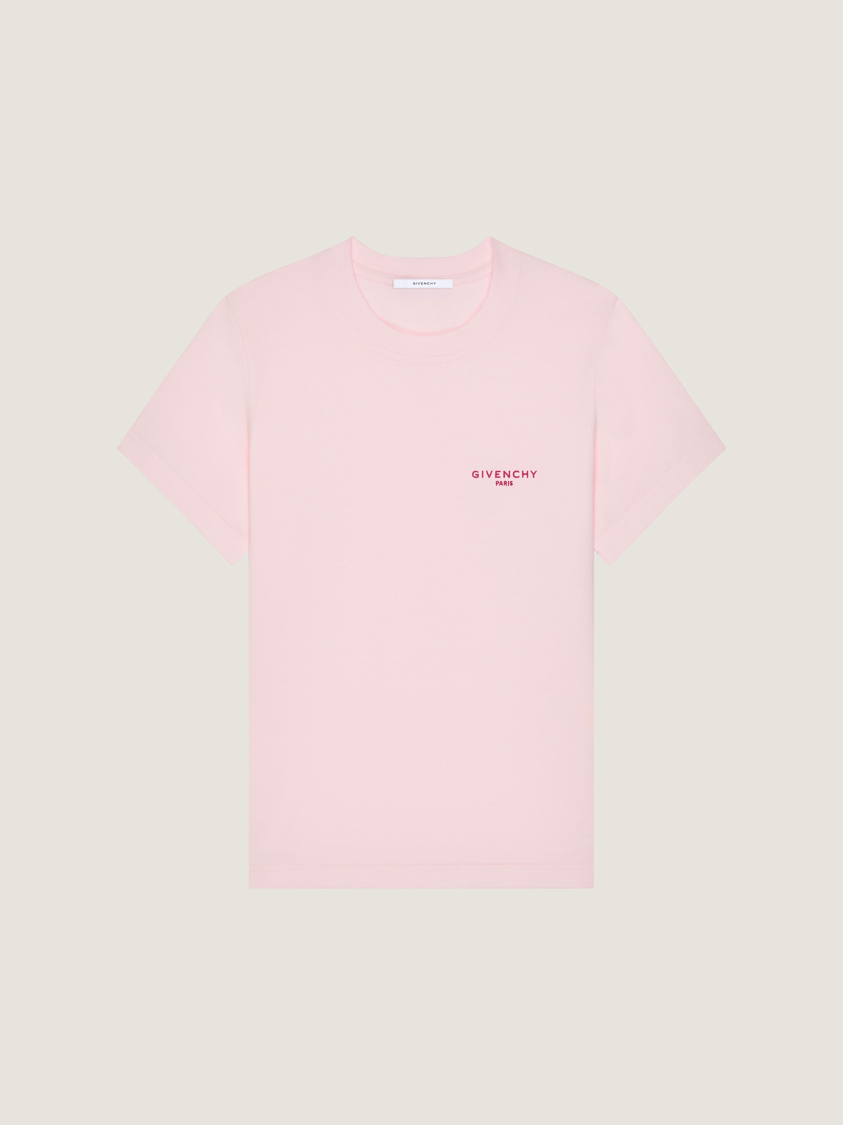 Givenchy T-shirt Slim En Coton Brodé  Paris In Pink