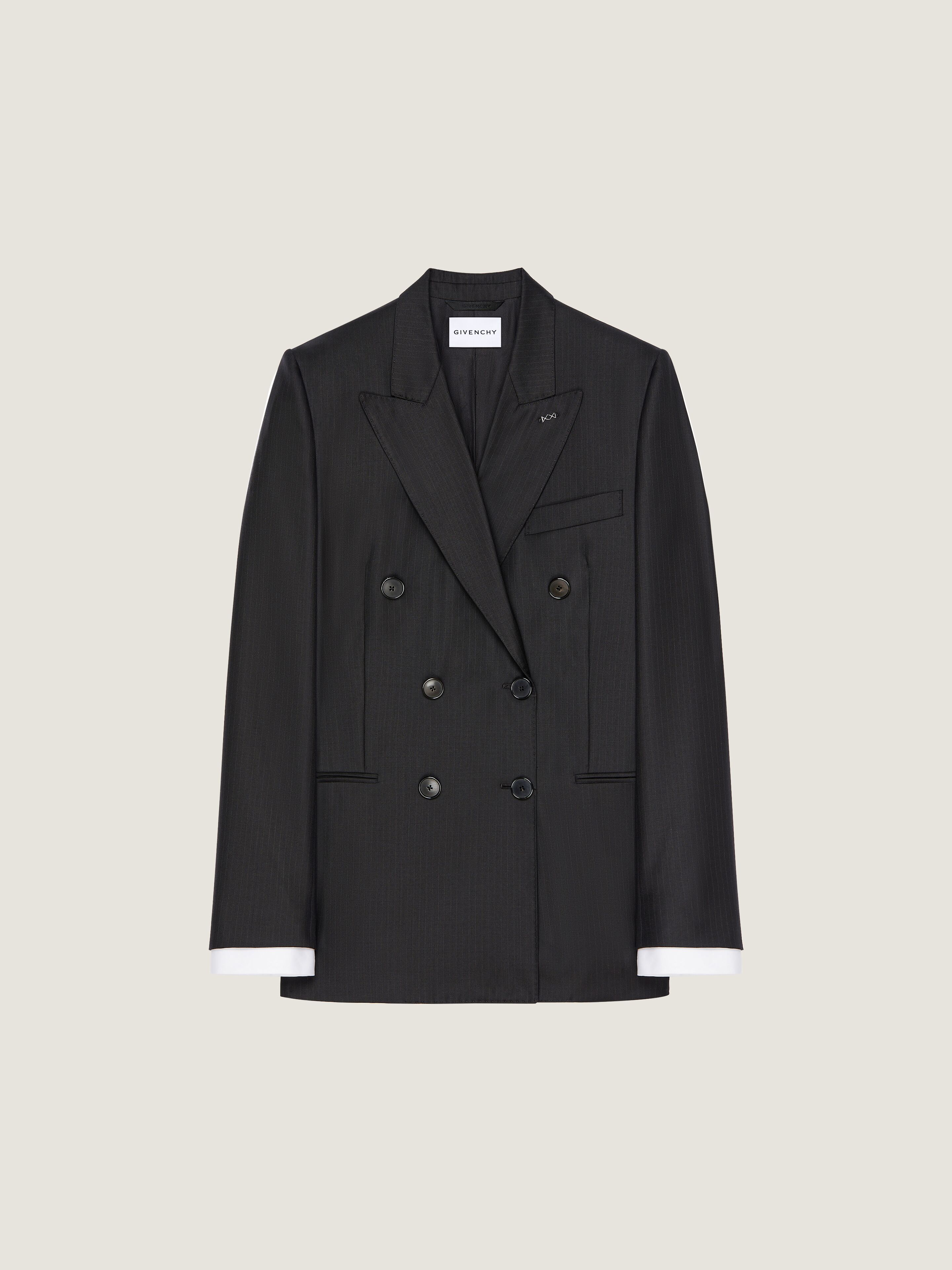 Givenchy Veste Rayée Double Boutonnage En Laine In Black