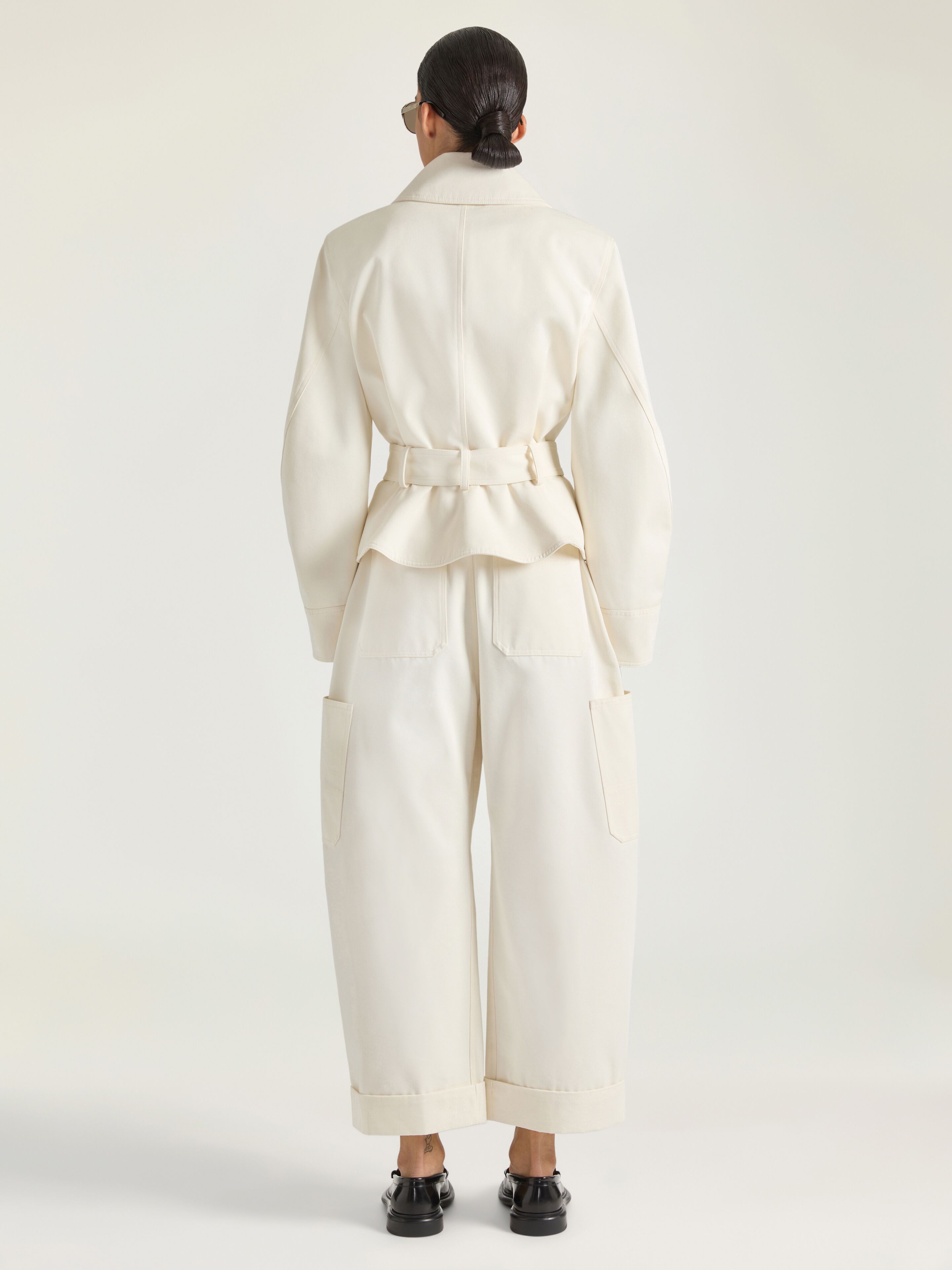 コットン＆ウール クロップド コクーン コカーゴパンツ - アイボリー