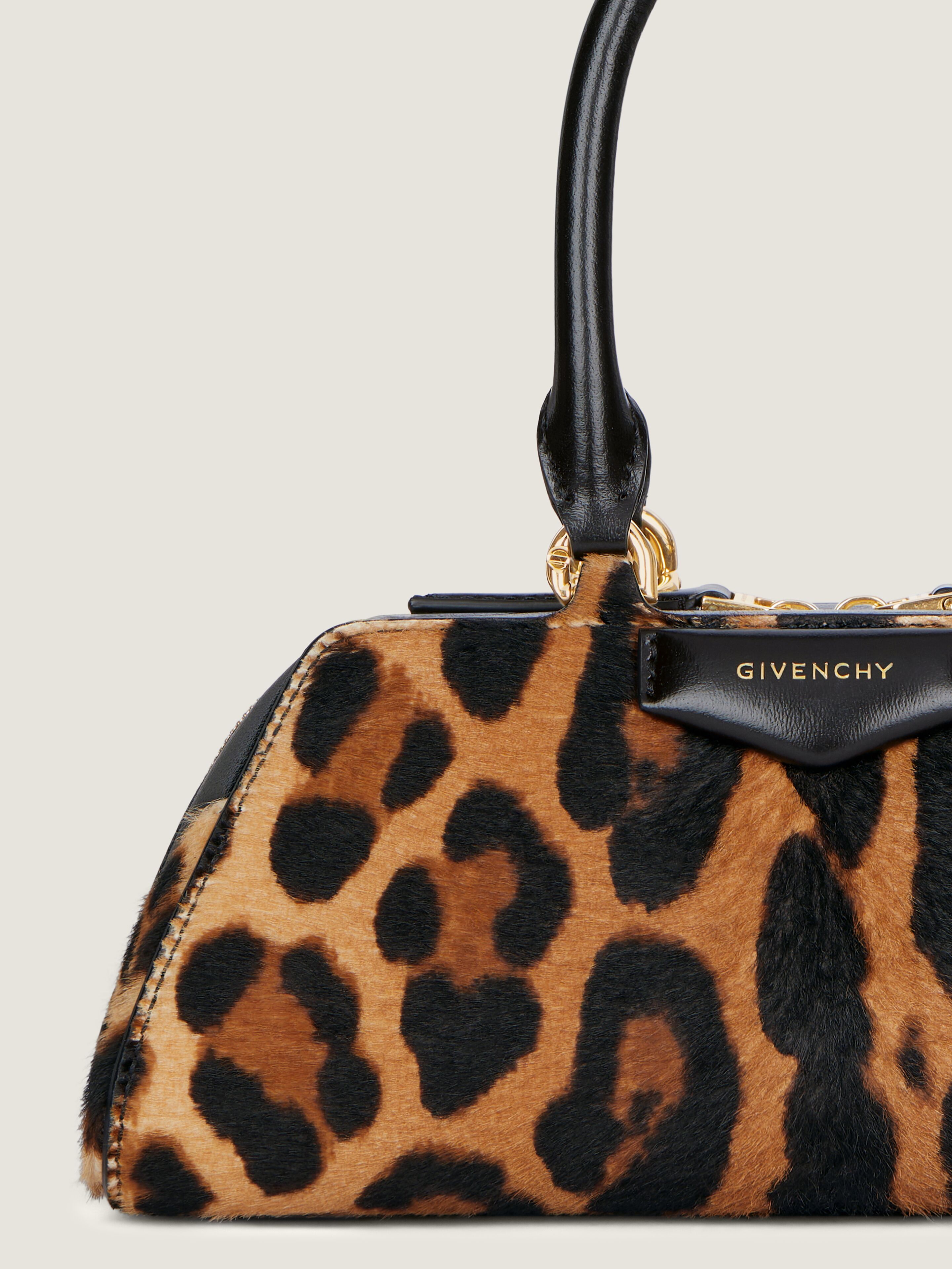 Mini Antigona East-West bag in leopard pony effect leather