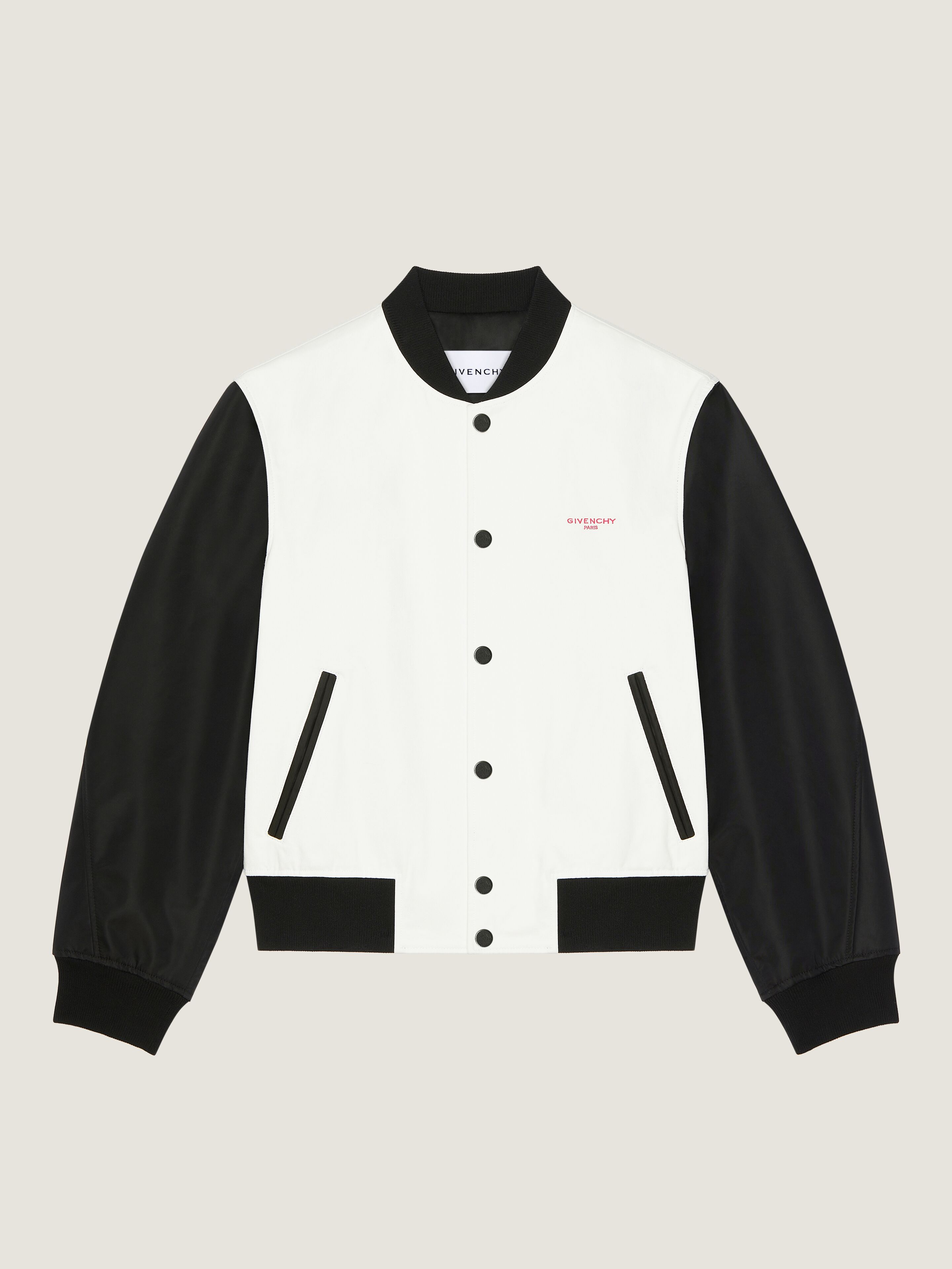 Bi-material blouson with Photographic Negative print in - ivory