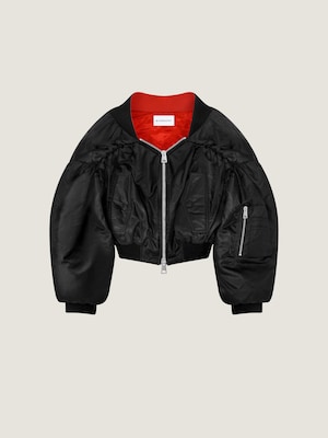 Bomber cropped épaules dénudées en nylon