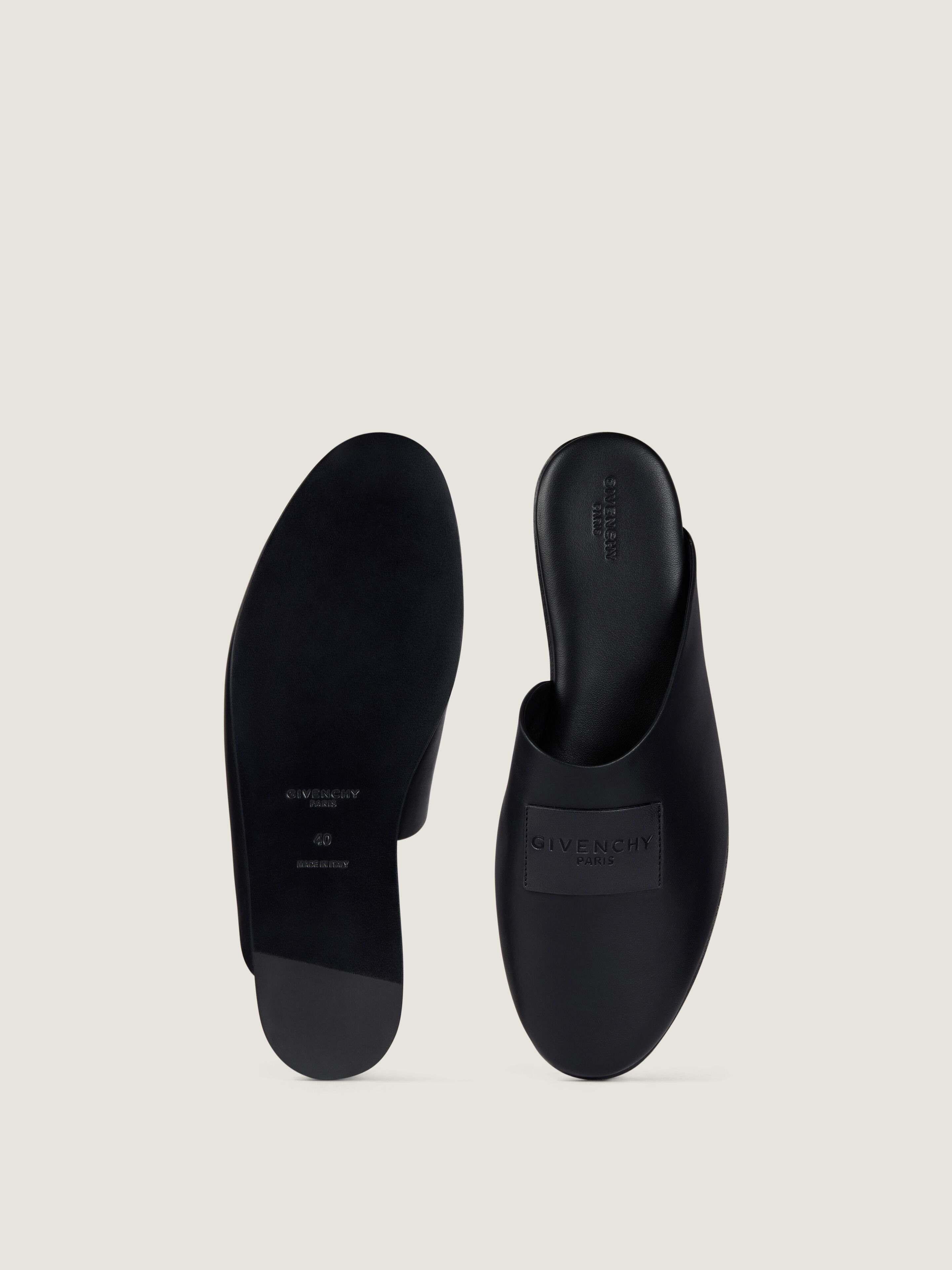 Givenchy ブラック ミュール　36ハーフ Label flat mules in nappa leather in - black - BE202RE00H-001