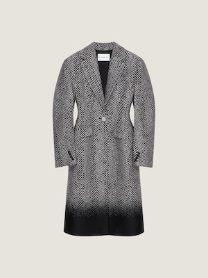 Manteau Cocoon ajusté à chevrons en jacquard de laine mélangée