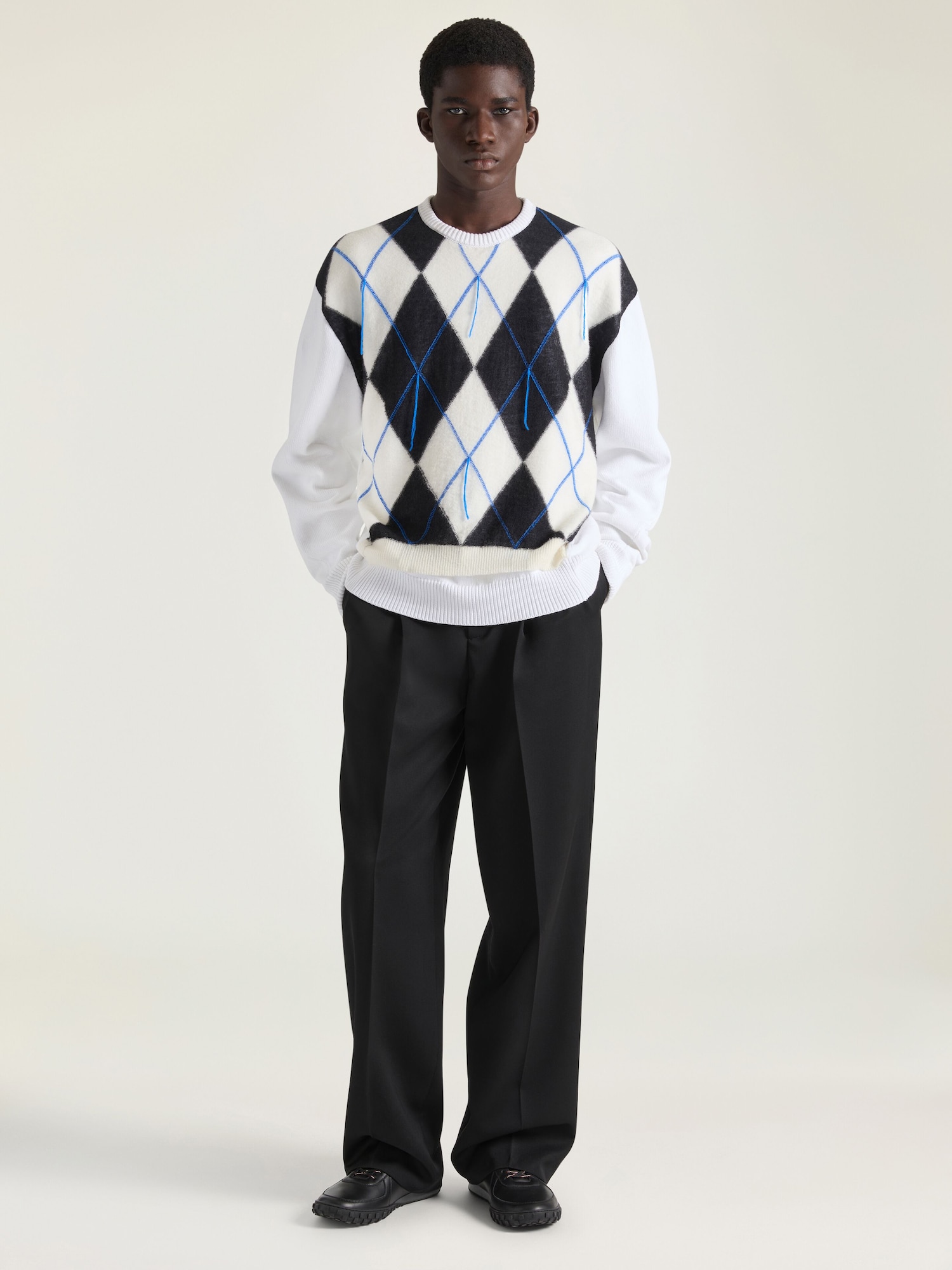 Couture Seam knitted argyle sweater