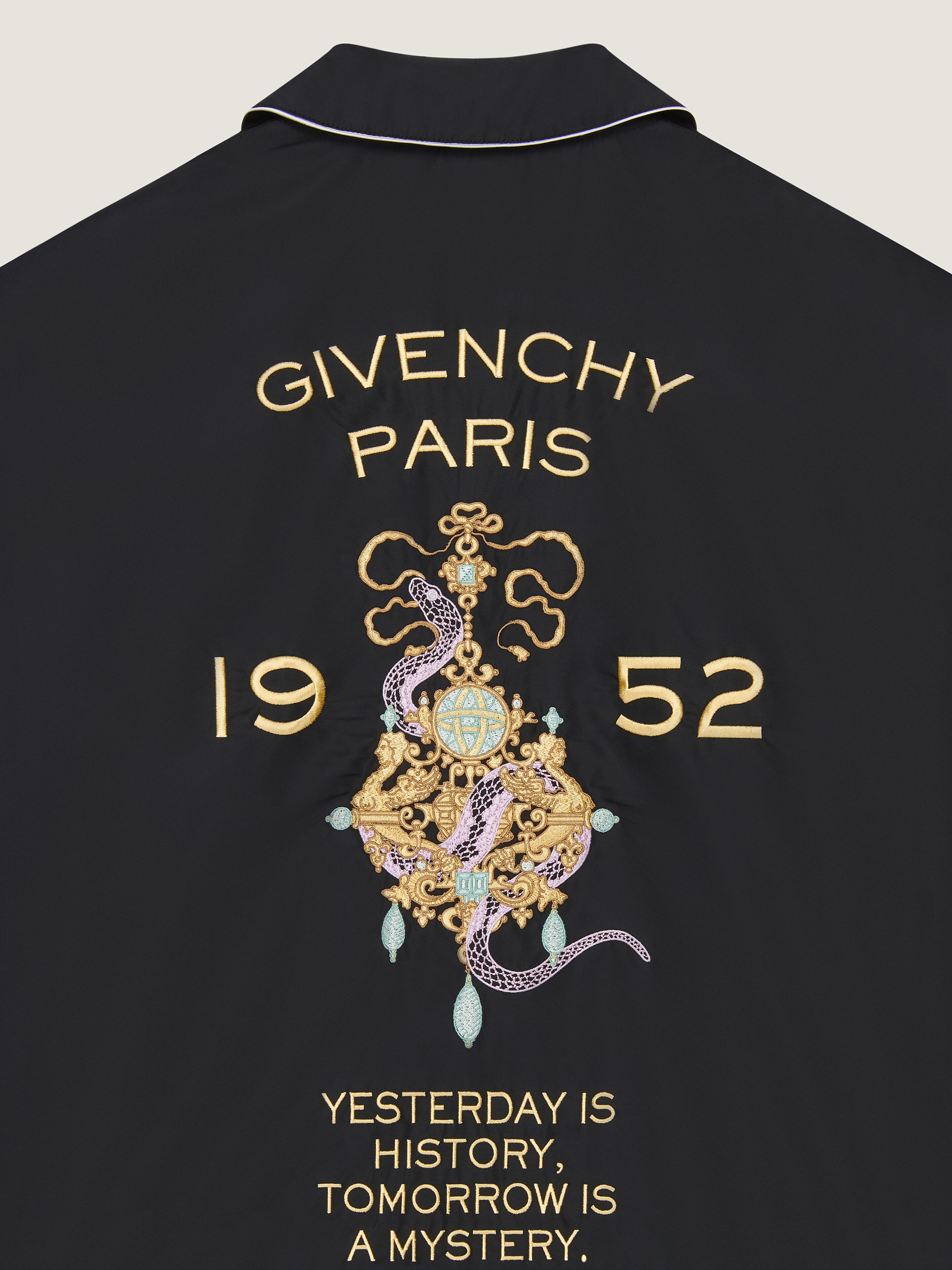 Jacket with chandelier and snake embroideries in - black