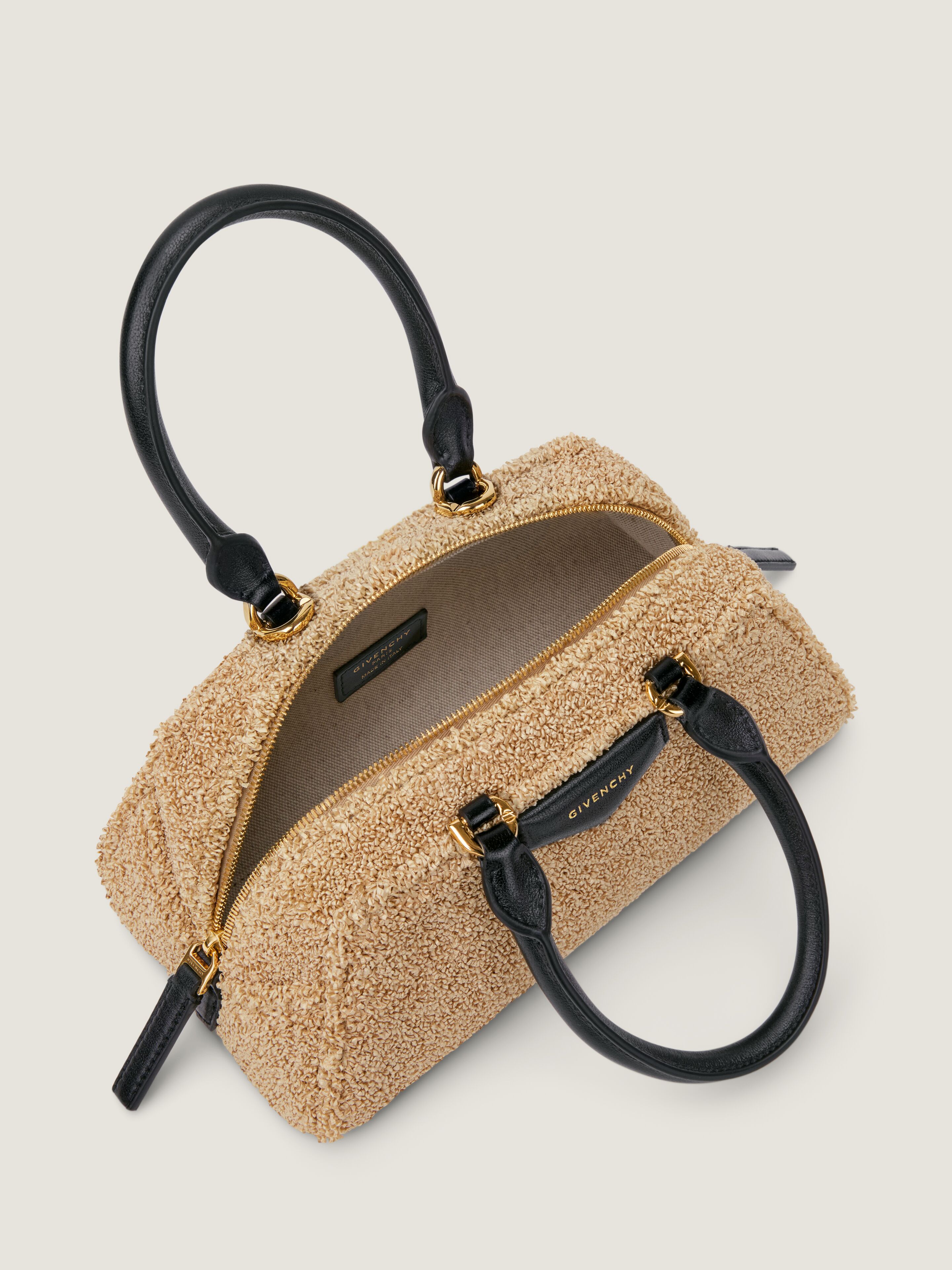 Mini Antigona East-West bag in sponge raffia in - natural