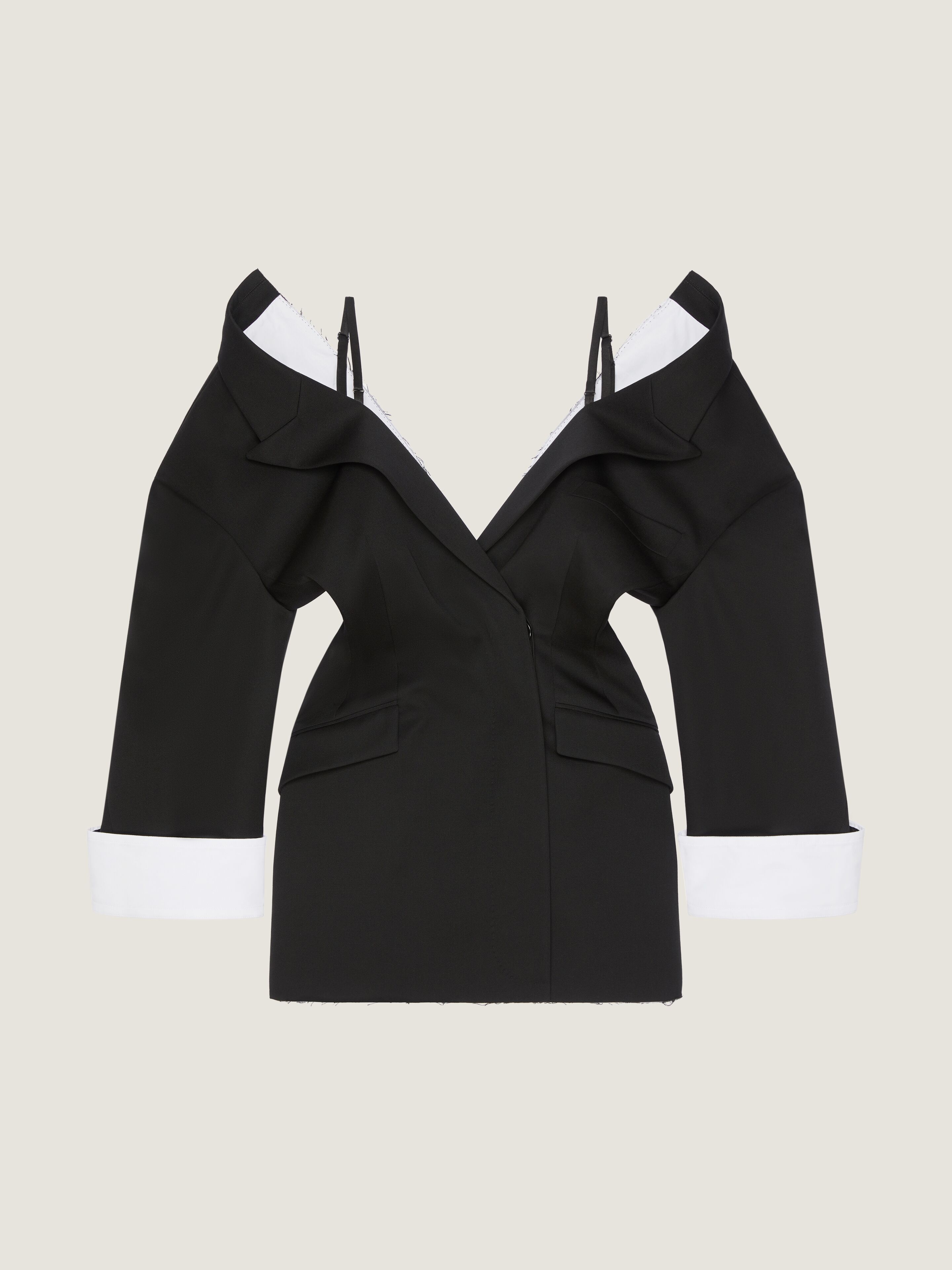 Givenchy Slashed Mini Tailored Dress In Wool In Black