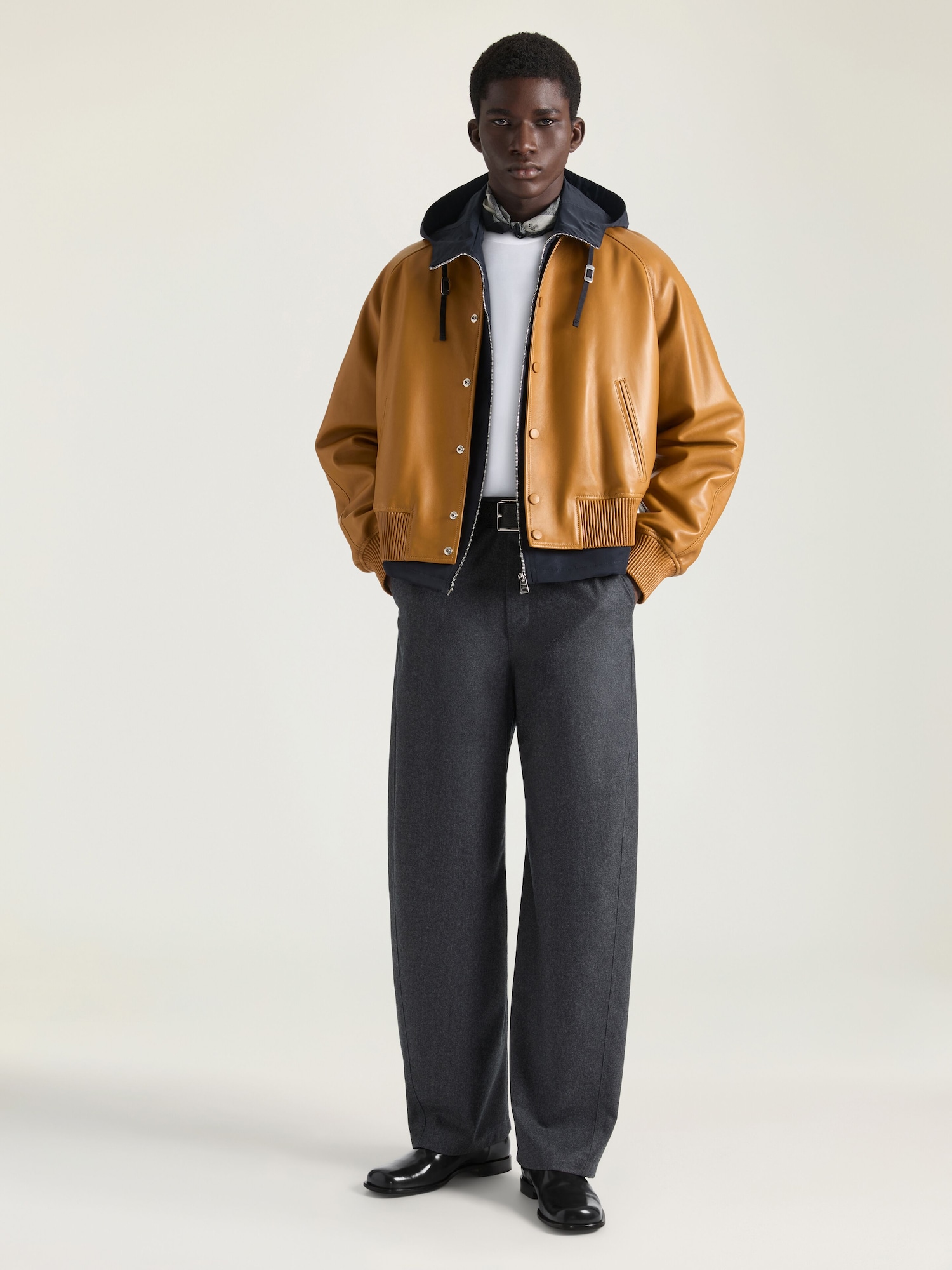 Couture Seam raglan blouson in leather